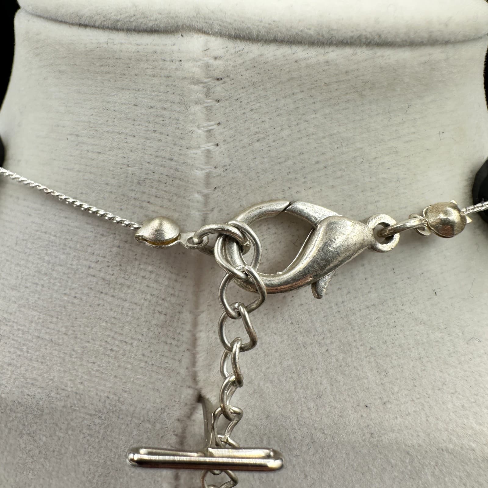 Vintage Faceted Black Iridescent AB Bead Necklace Choker Statement 22 in - Thumbnail 8