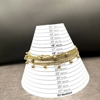 Vintage Gold Tone Multi-Chain Necklace Round Bead Dangle Statement - Thumbnail 8