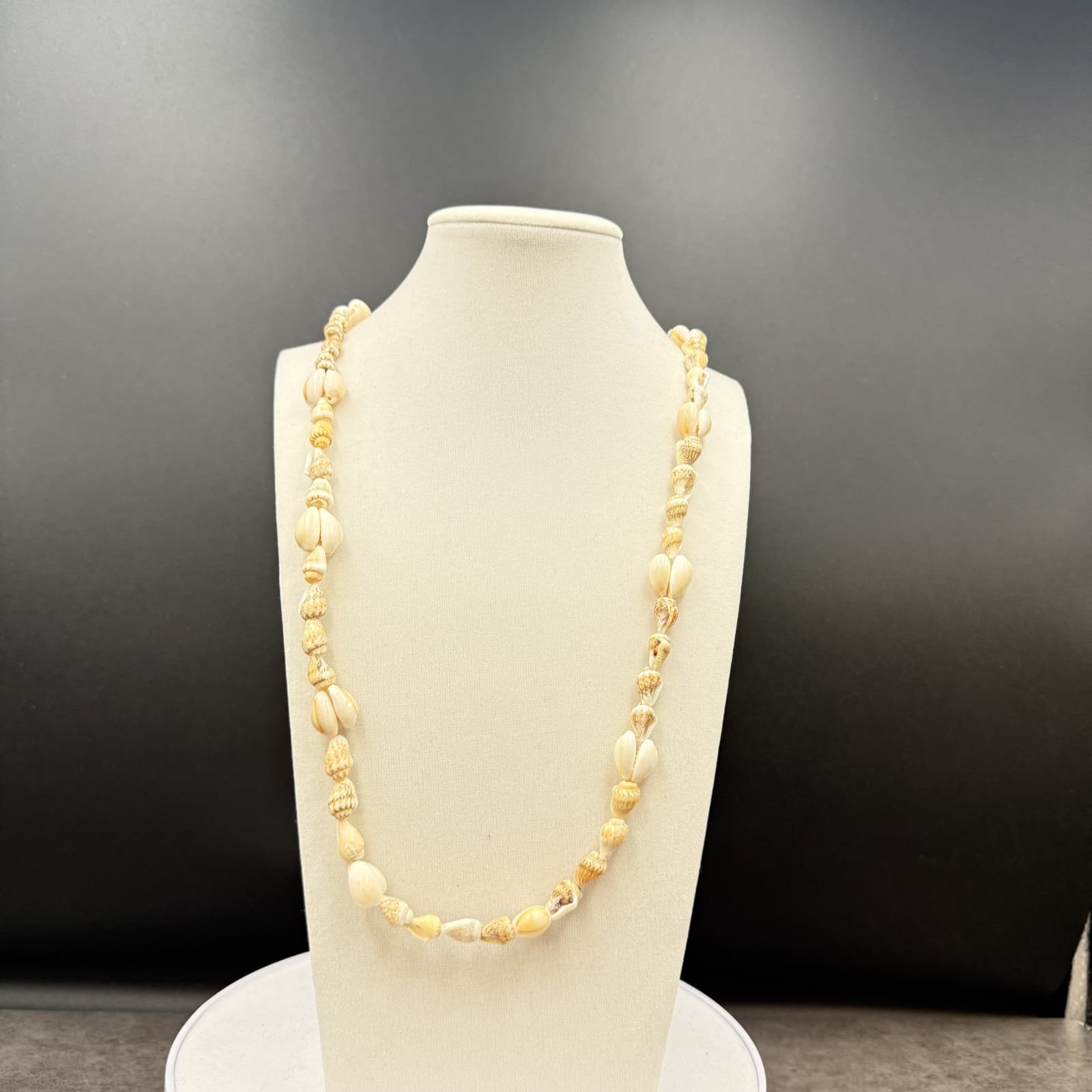 Vintage Cream Natural Shell Mixed Bead Necklace Beach Boho Surfer Style - Thumbnail 2