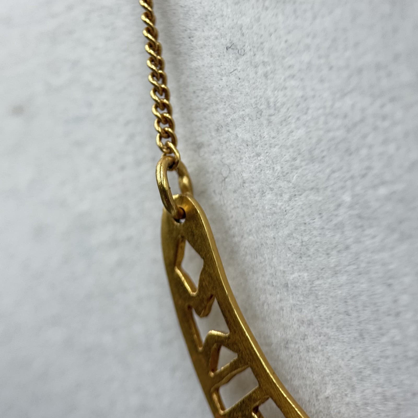 Vintage Gold-Tone Cutout Crescent Necklace Boho Geometric Pendant - Thumbnail 11