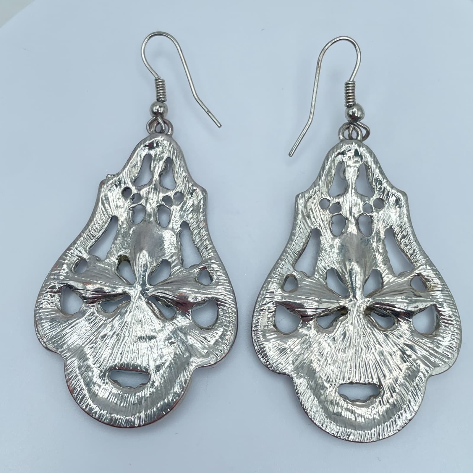 Silver-Tone Crystal Rhinestone Embellish Art Deco Style Chandelier Drop Earrings - Thumbnail 3