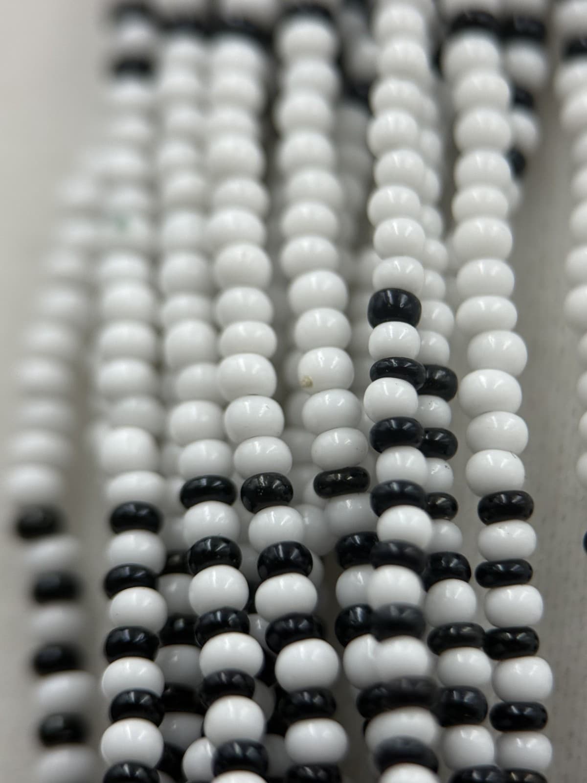 Vintage Black White Seed Bead Multi-Strand Necklace Tribal Boho Statement - Thumbnail 12