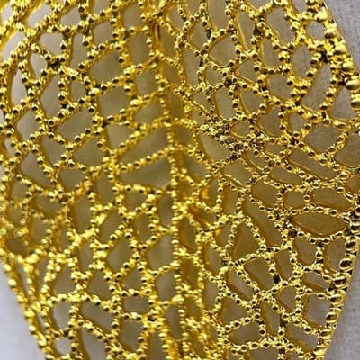 VTG Gold Leaf Filigree Pendant Necklace Boho Statement Chain Y2K Style - Thumbnail 9