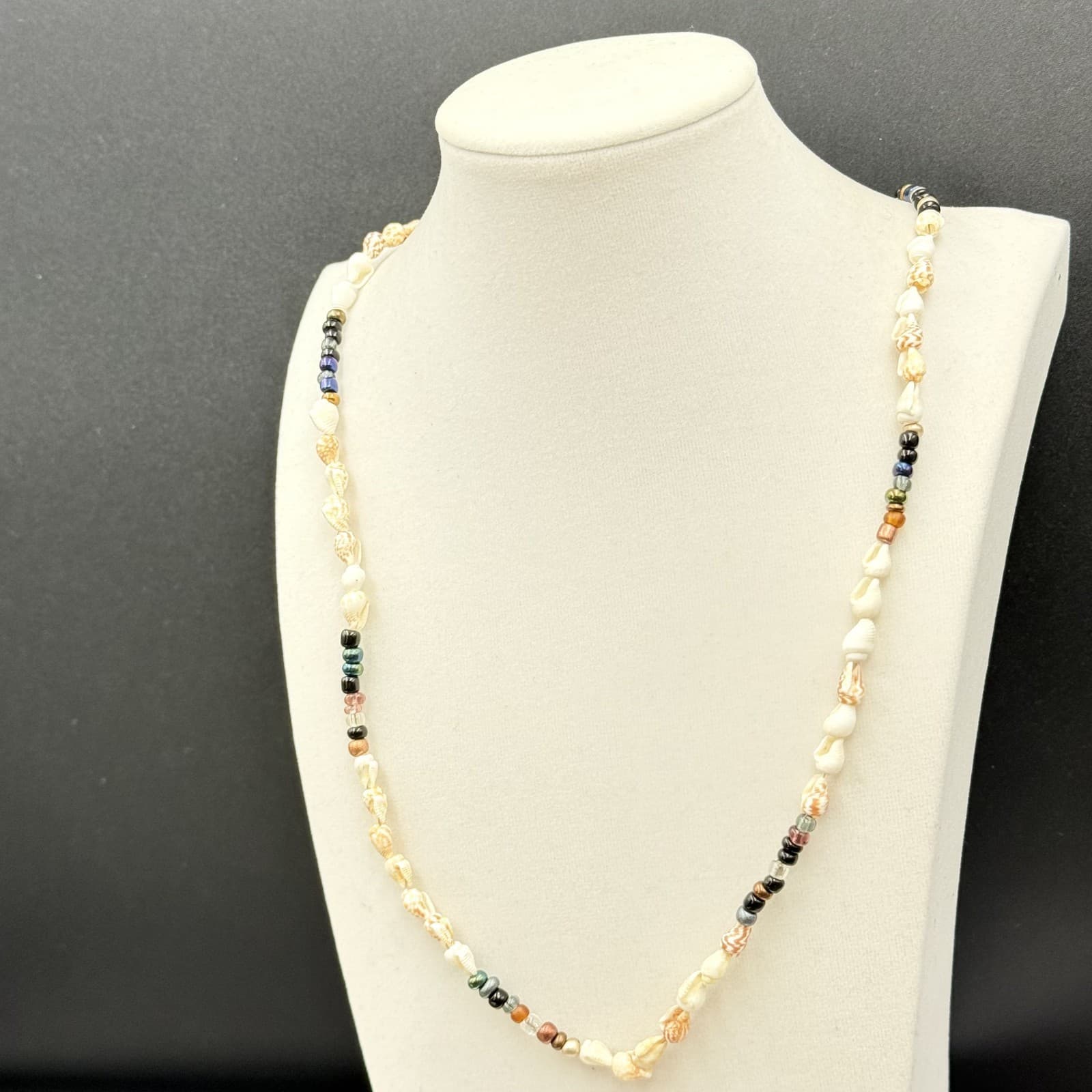 Vintage Multi-Color Shell & Glass Bead Layered Necklace Boho Y2K - Thumbnail 6