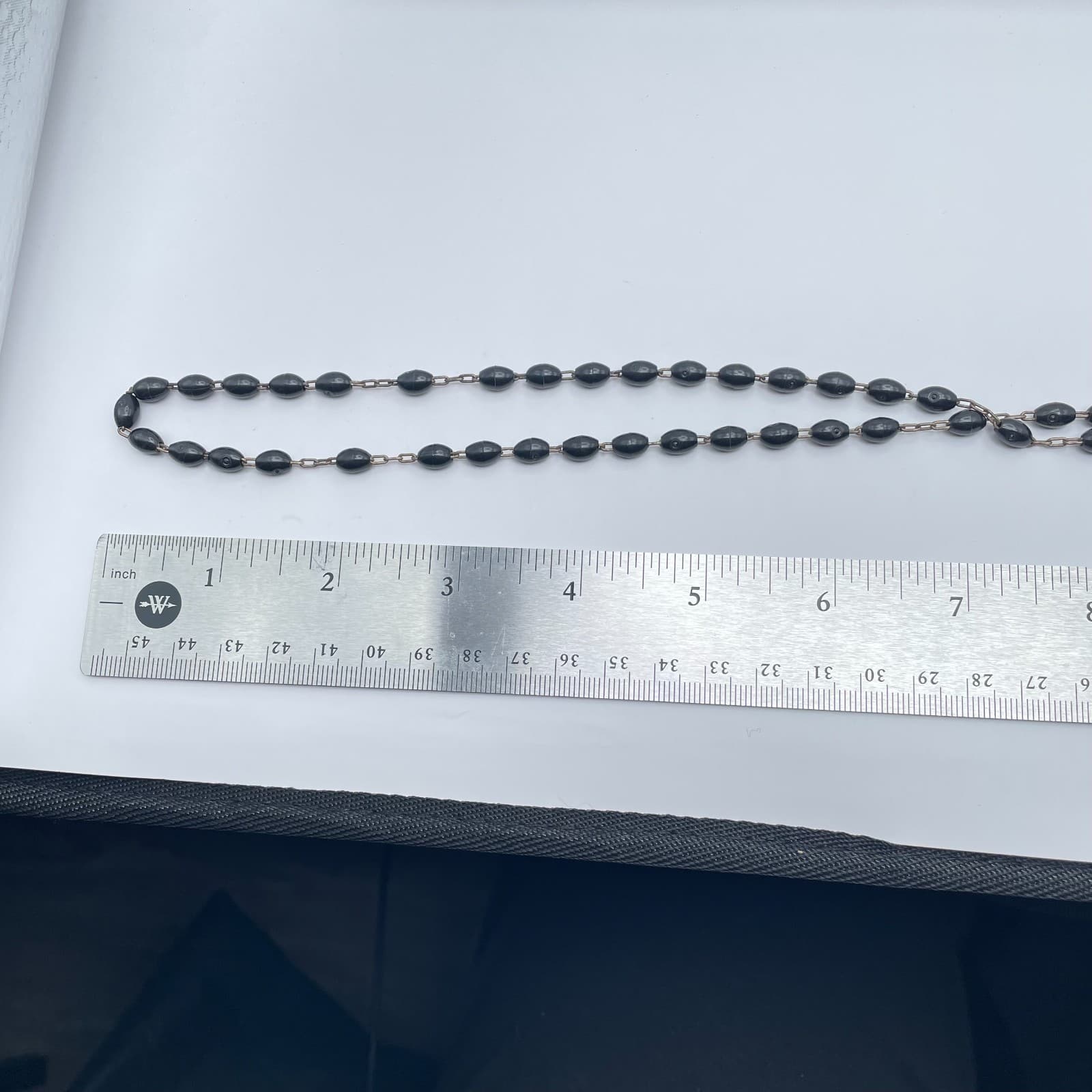 Silver-Tone Black Beads Rosary Crucifix Miraculous Medal Pendant "Inri" Necklace - Thumbnail 12