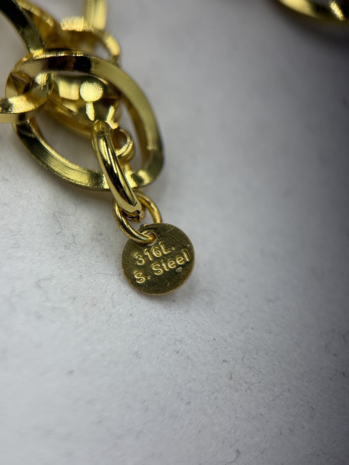 Vintage Gold-Tone Oval Link Chain Necklace Chunky Statement Stainless Steel - Thumbnail 11