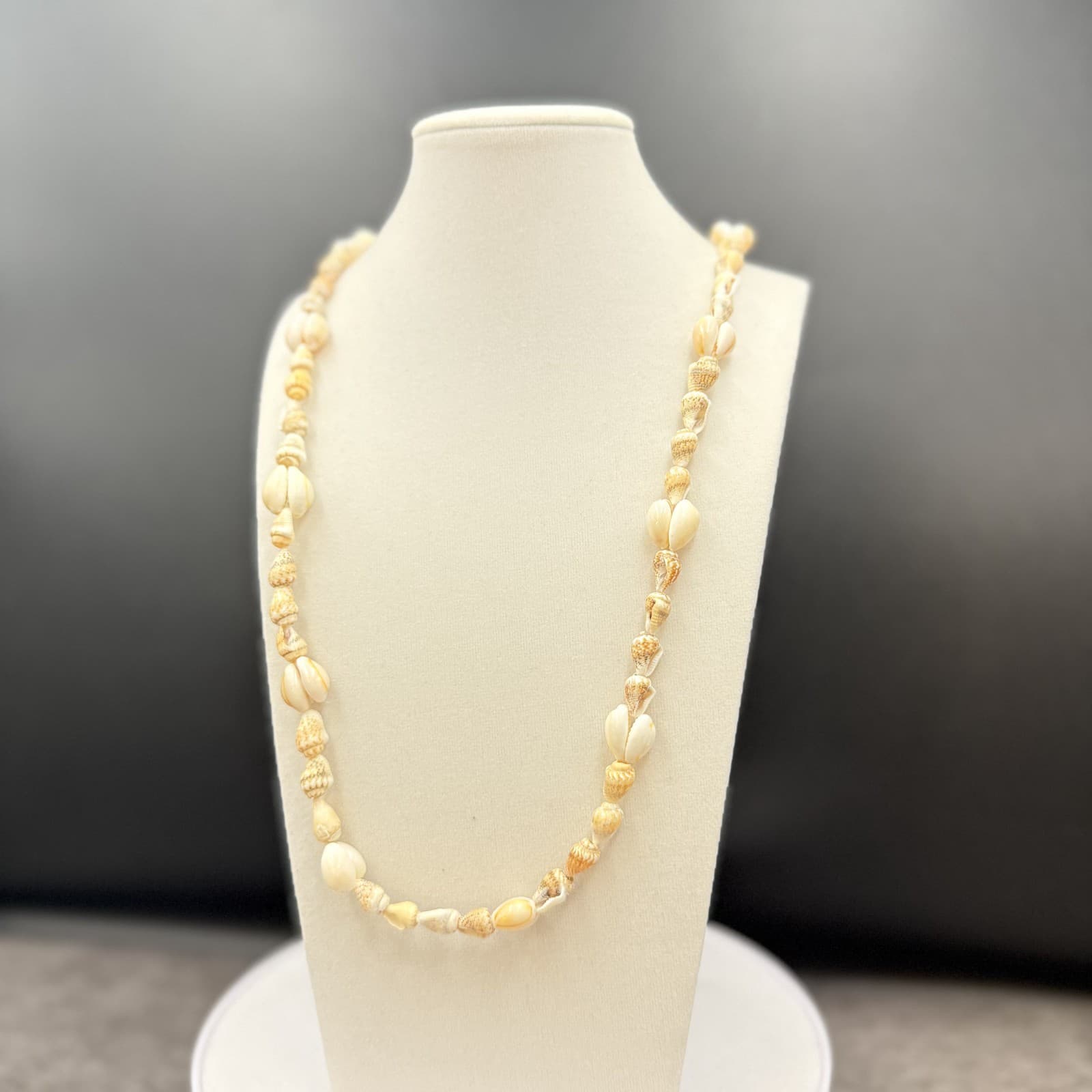 Vintage Cream Natural Shell Mixed Bead Necklace Beach Boho Surfer Style - Thumbnail 3