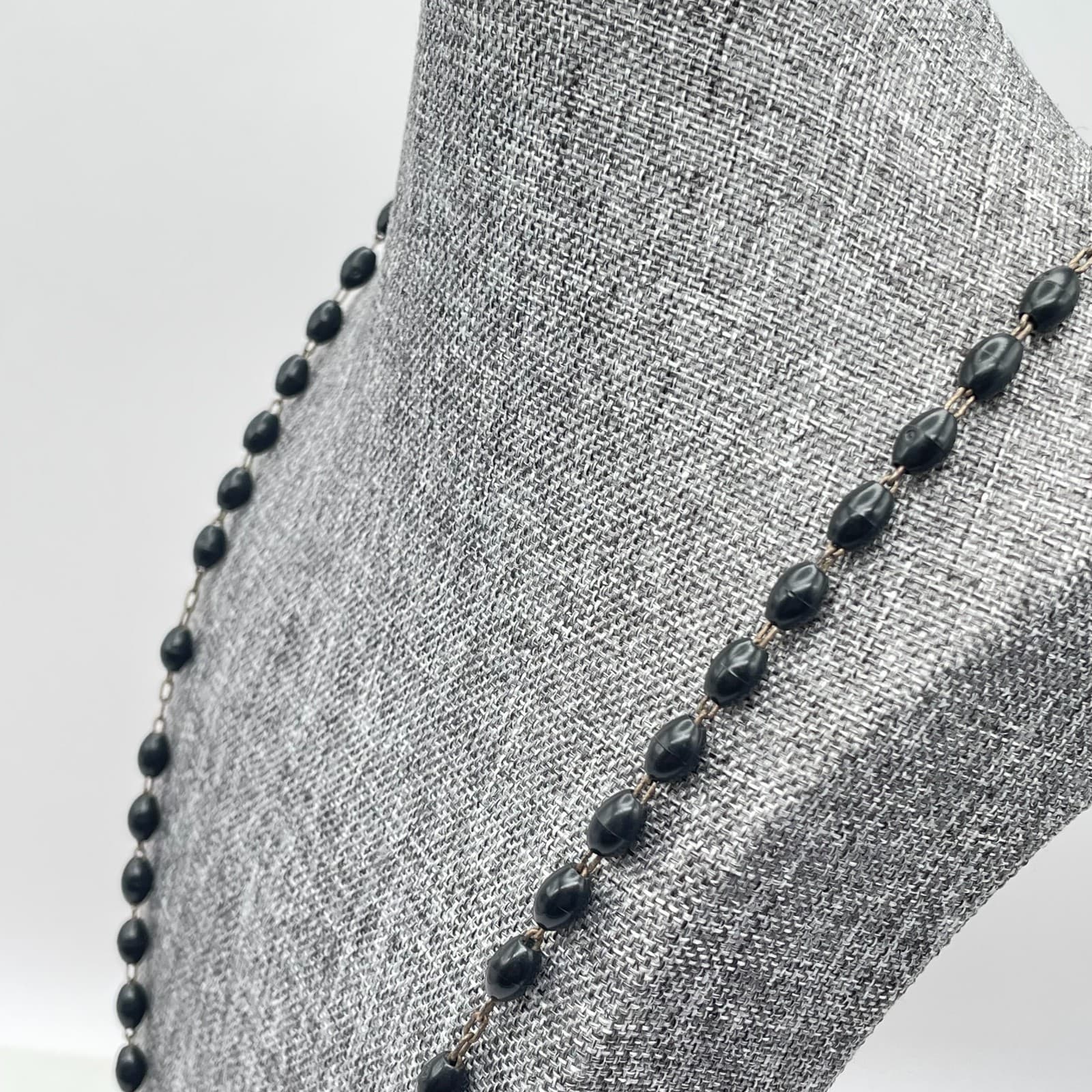 Silver-Tone Black Beads Rosary Crucifix Miraculous Medal Pendant "Inri" Necklace - Thumbnail 9