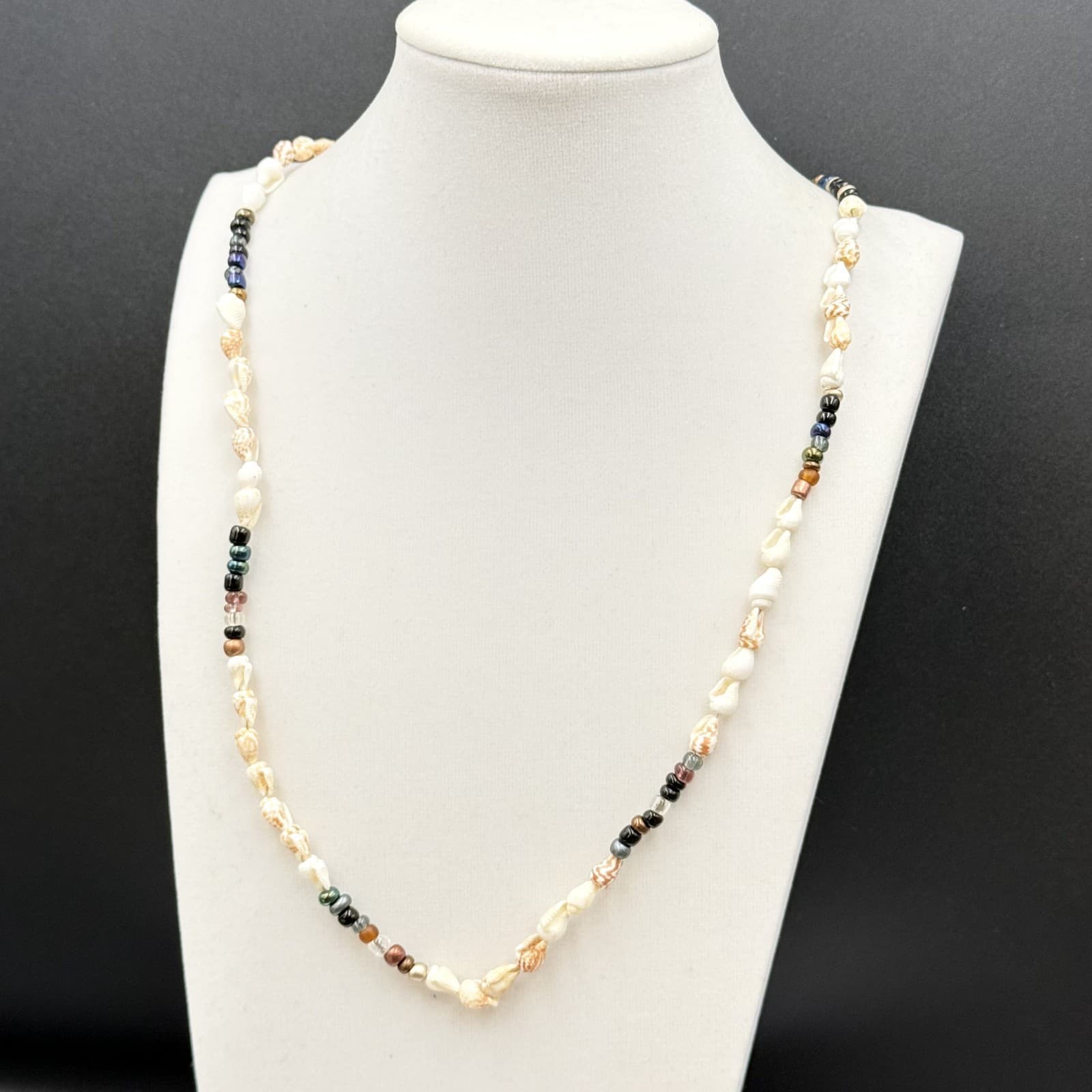 Vintage Multi-Color Shell & Glass Bead Layered Necklace Boho Y2K - Thumbnail 7