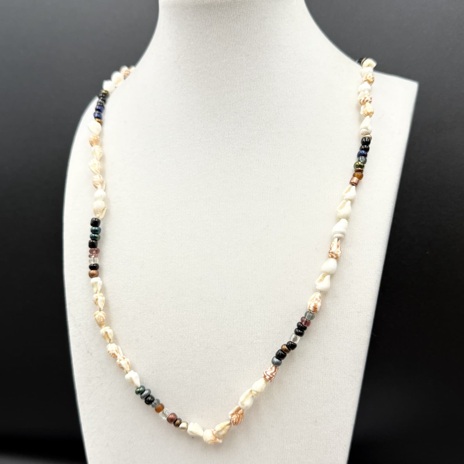 Vintage Multi-Color Shell & Glass Bead Layered Necklace Boho Y2K - Thumbnail 2