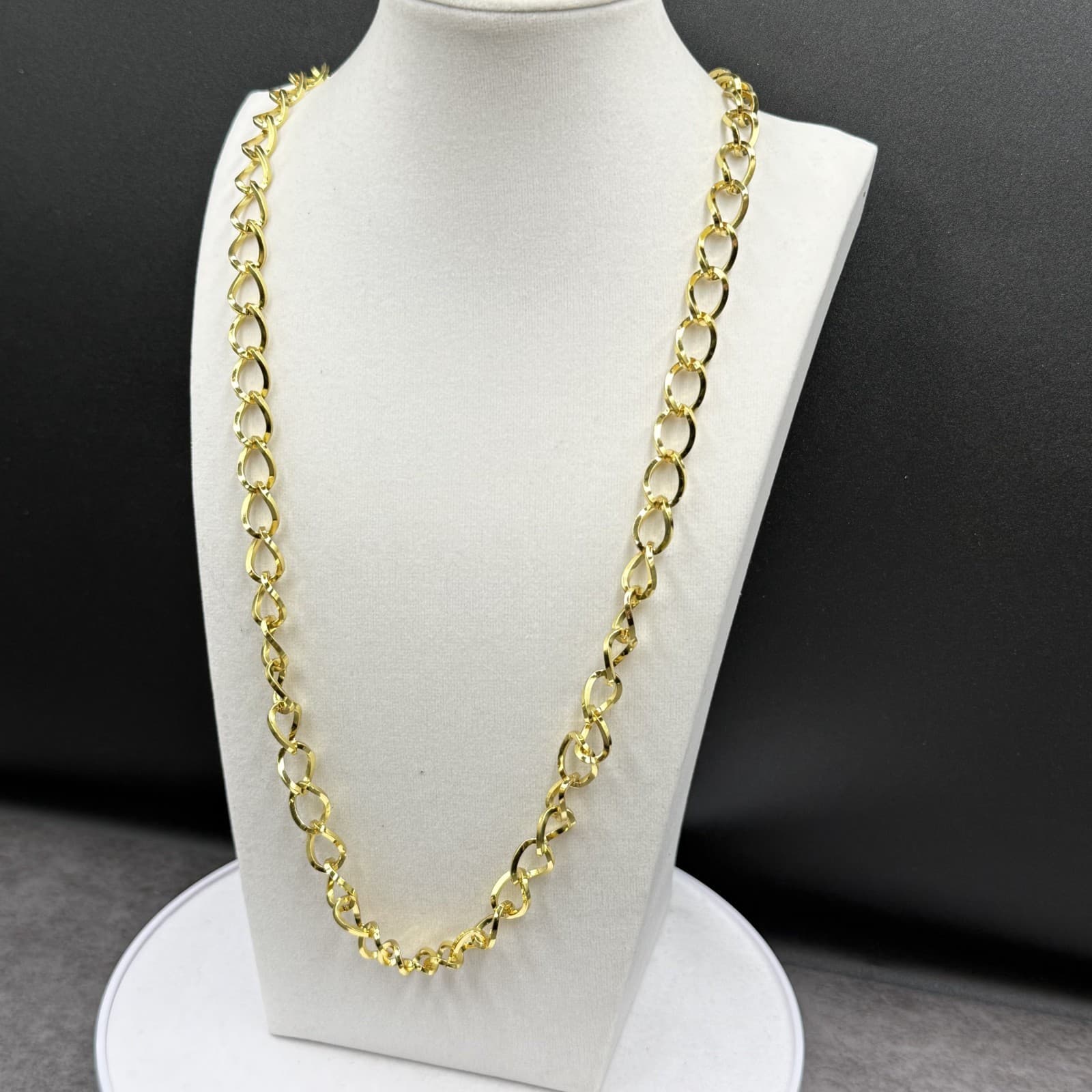 Vintage Gold-Tone Oval Link Chain Necklace Chunky Statement Stainless Steel - Thumbnail 5