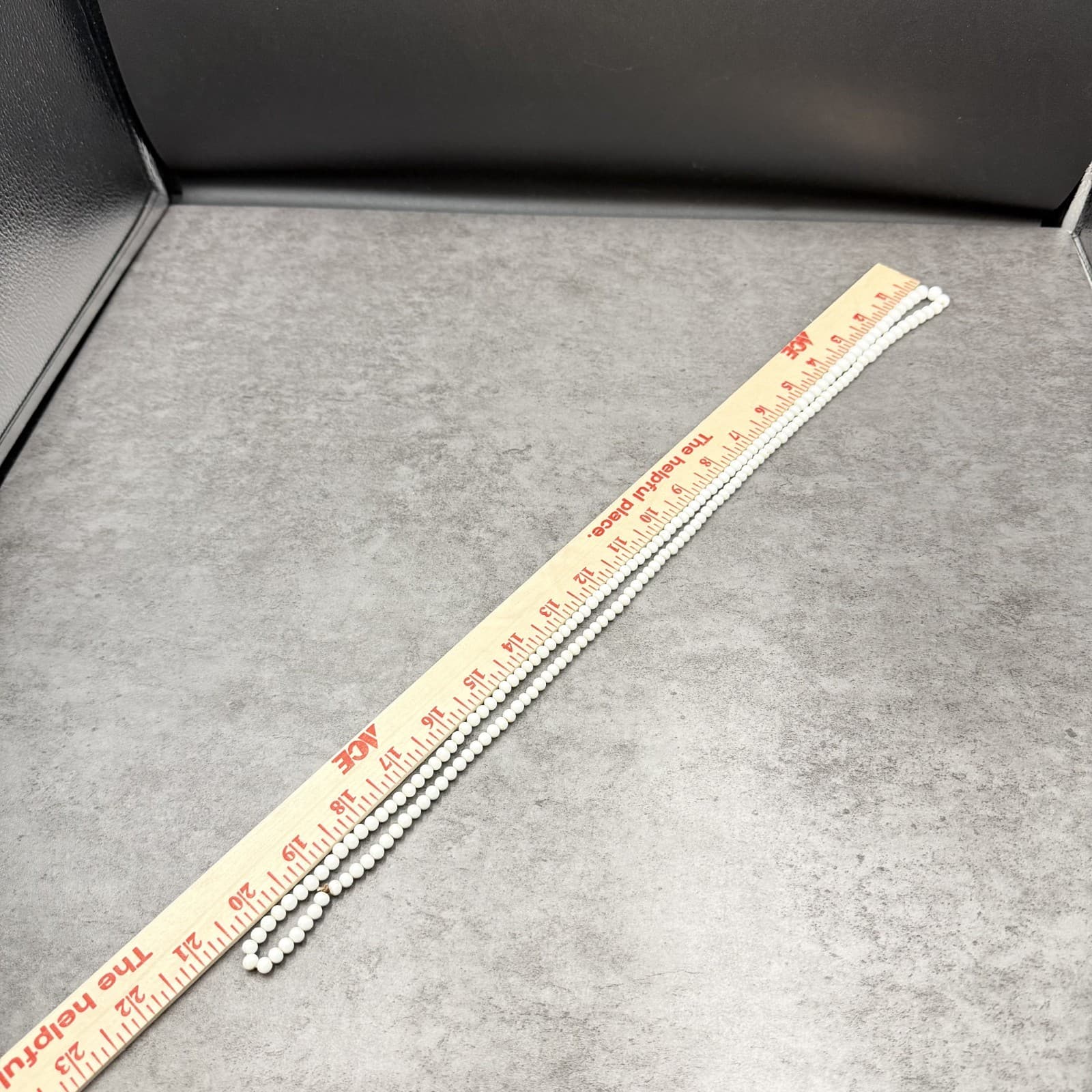 Vintage White Beaded Long Strand Necklace Minimalist Layering Piece - Thumbnail 11