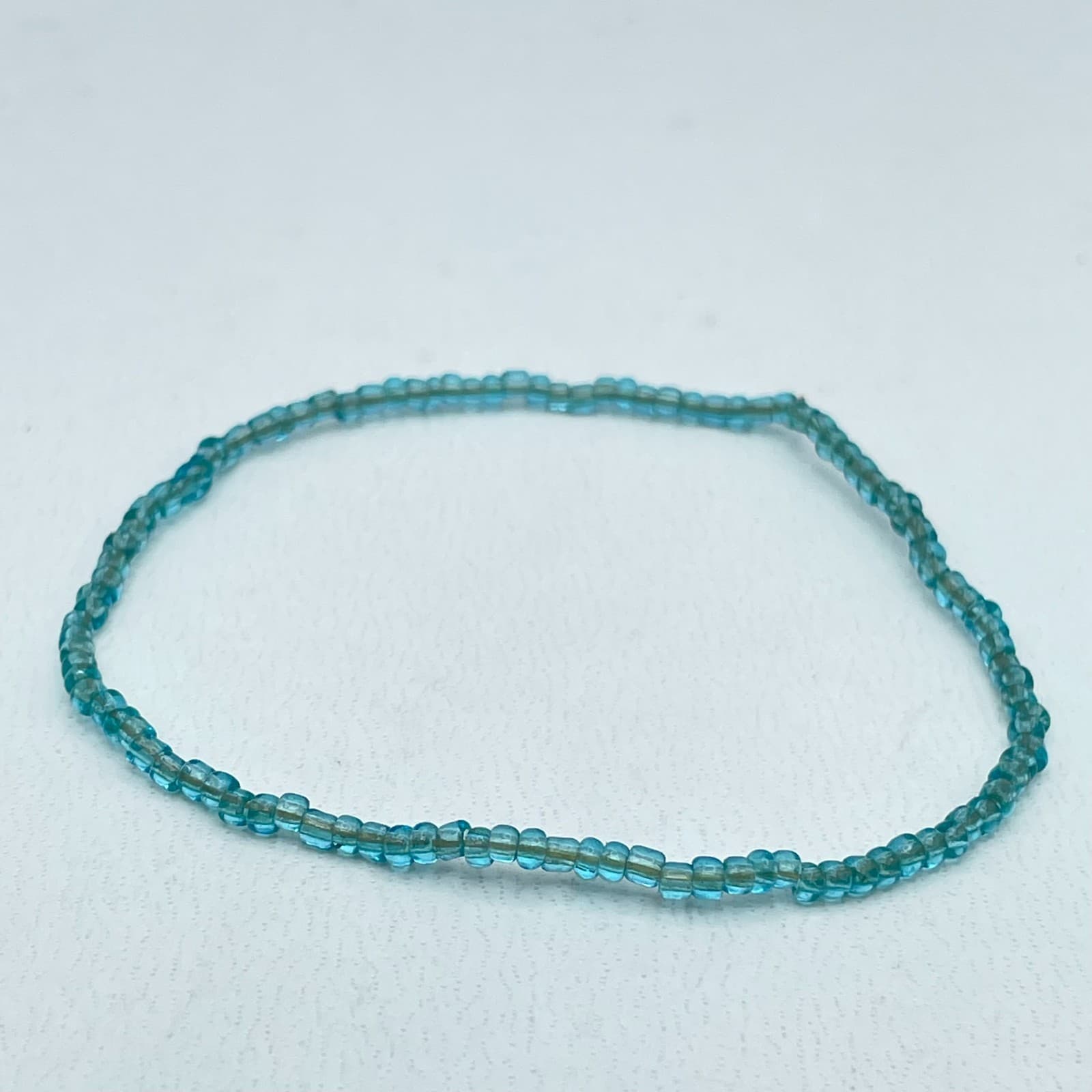 Bohemian Light Blue Fashion Classic Seed Glass Beads Cord Stretch Slide Bracelet - Thumbnail 3