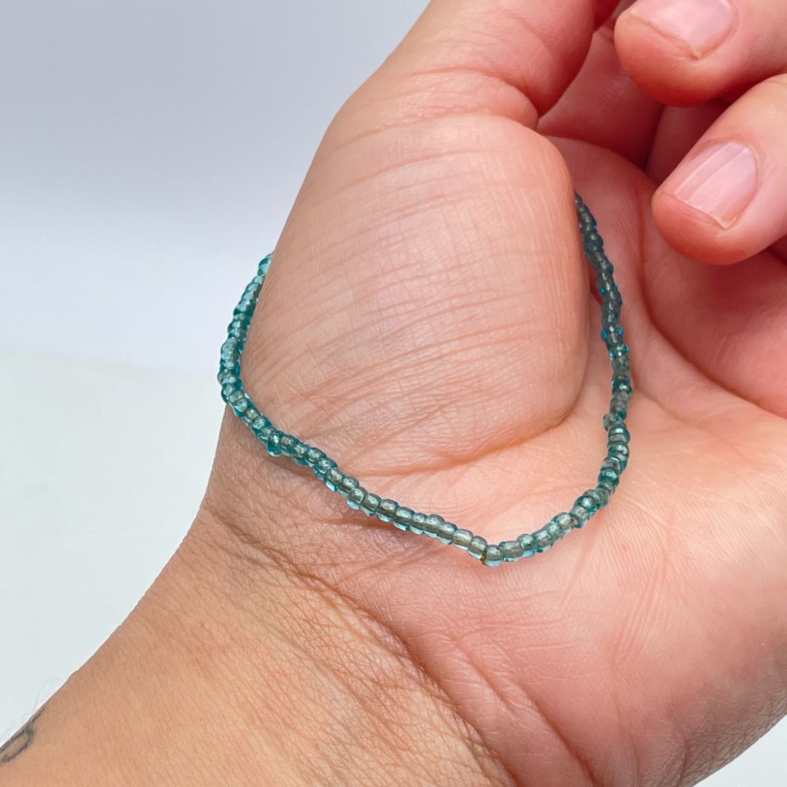 Bohemian Light Blue Fashion Classic Seed Glass Beads Cord Stretch Slide Bracelet - Thumbnail 5