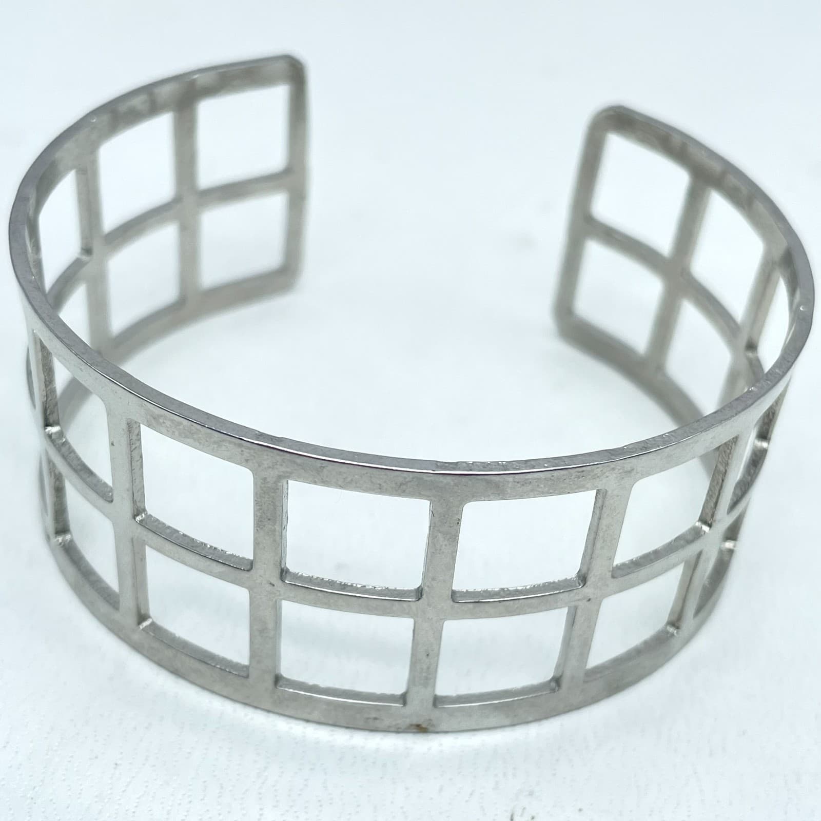 Fashion Adjustable Silver-Tone Classic Cut-Out Window Selma Bridge Cuff Bracelet - Image 1