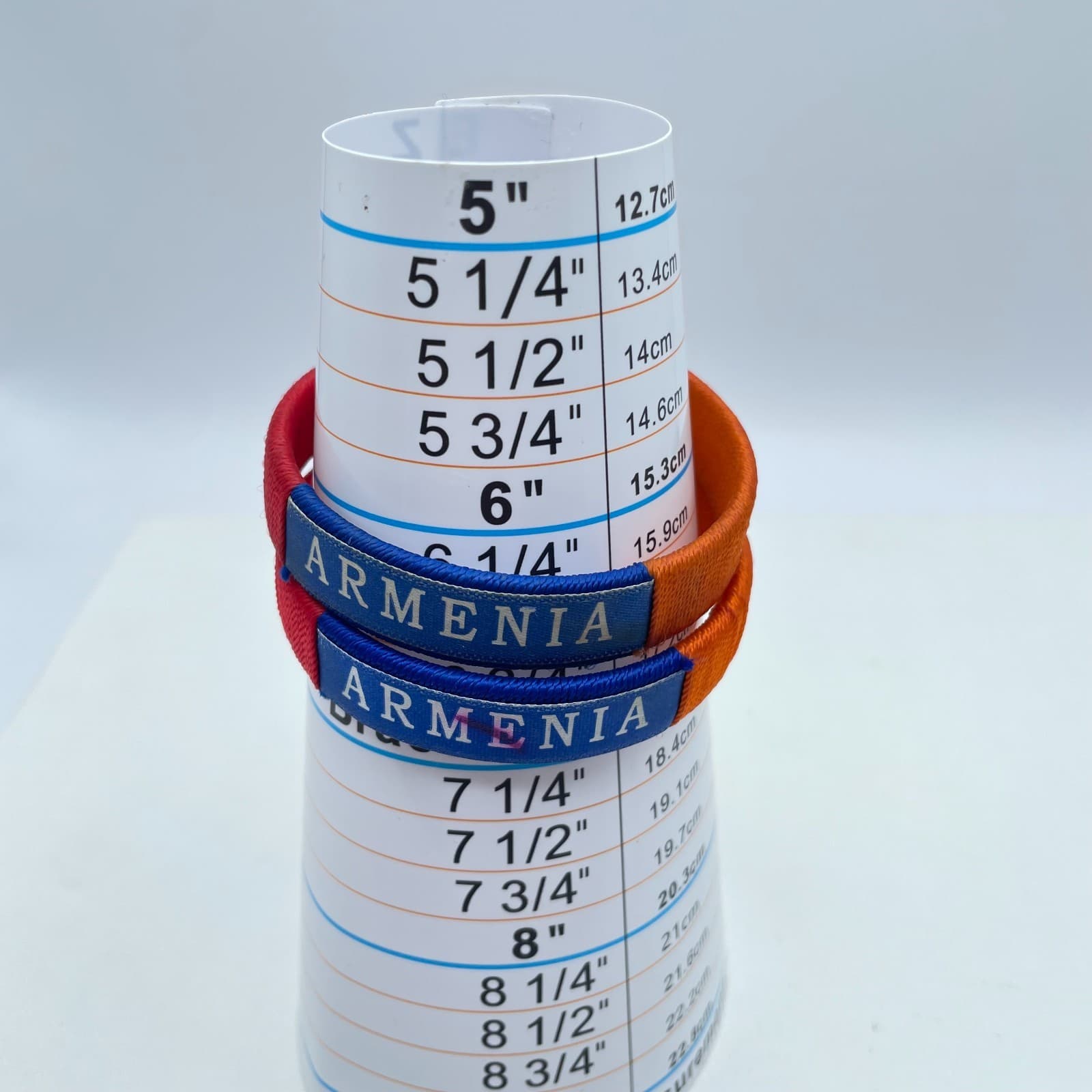 Lot Of 2 Armenia-Themed Patriotic Red Blue Orange Thread C-Souvenir Bracelets - Thumbnail 2