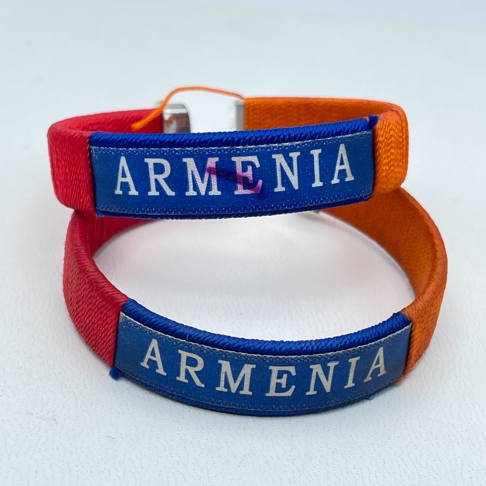 Lot Of 2 Armenia-Themed Patriotic Red Blue Orange Thread C-Souvenir Bracelets - Image 1