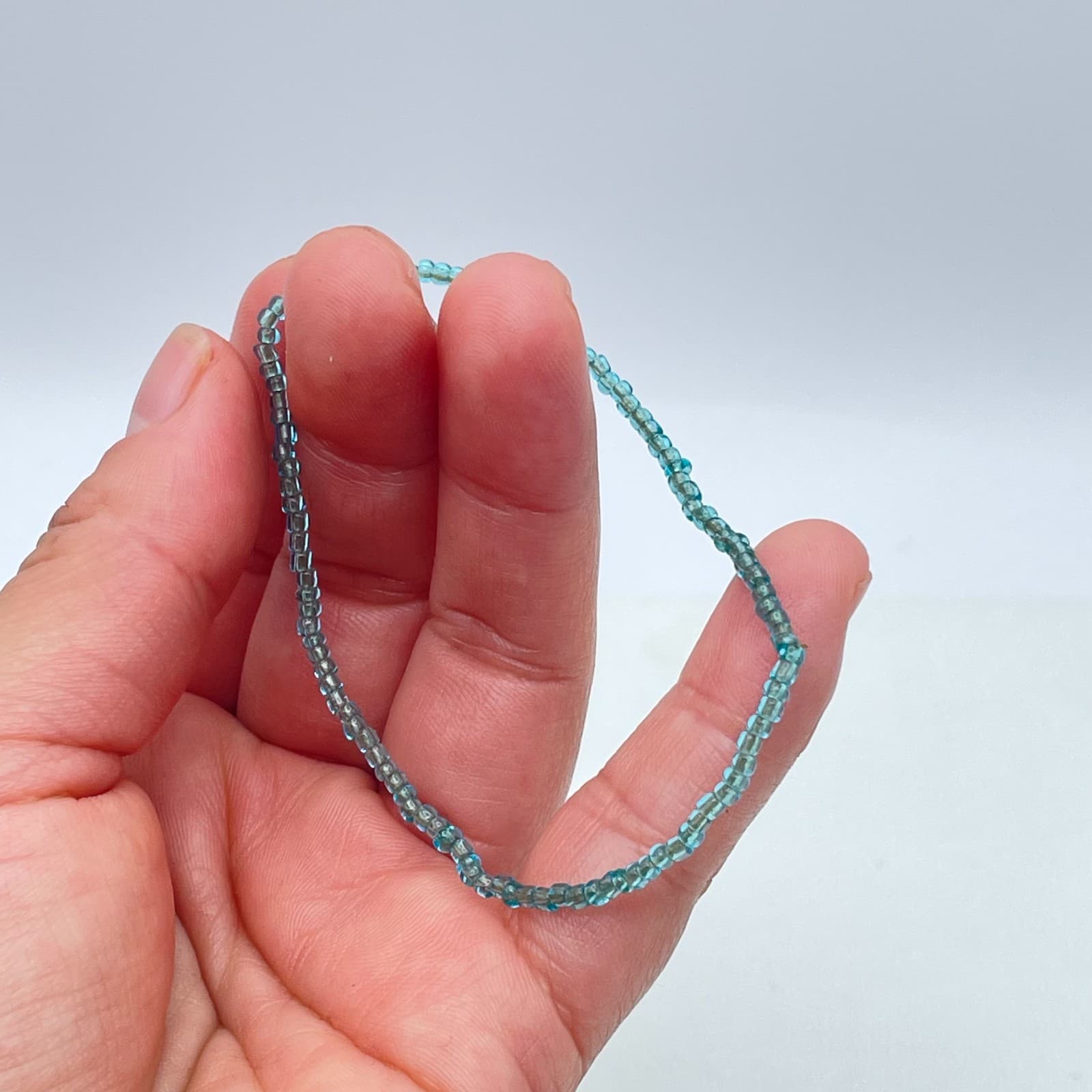 Bohemian Light Blue Fashion Classic Seed Glass Beads Cord Stretch Slide Bracelet - Thumbnail 4