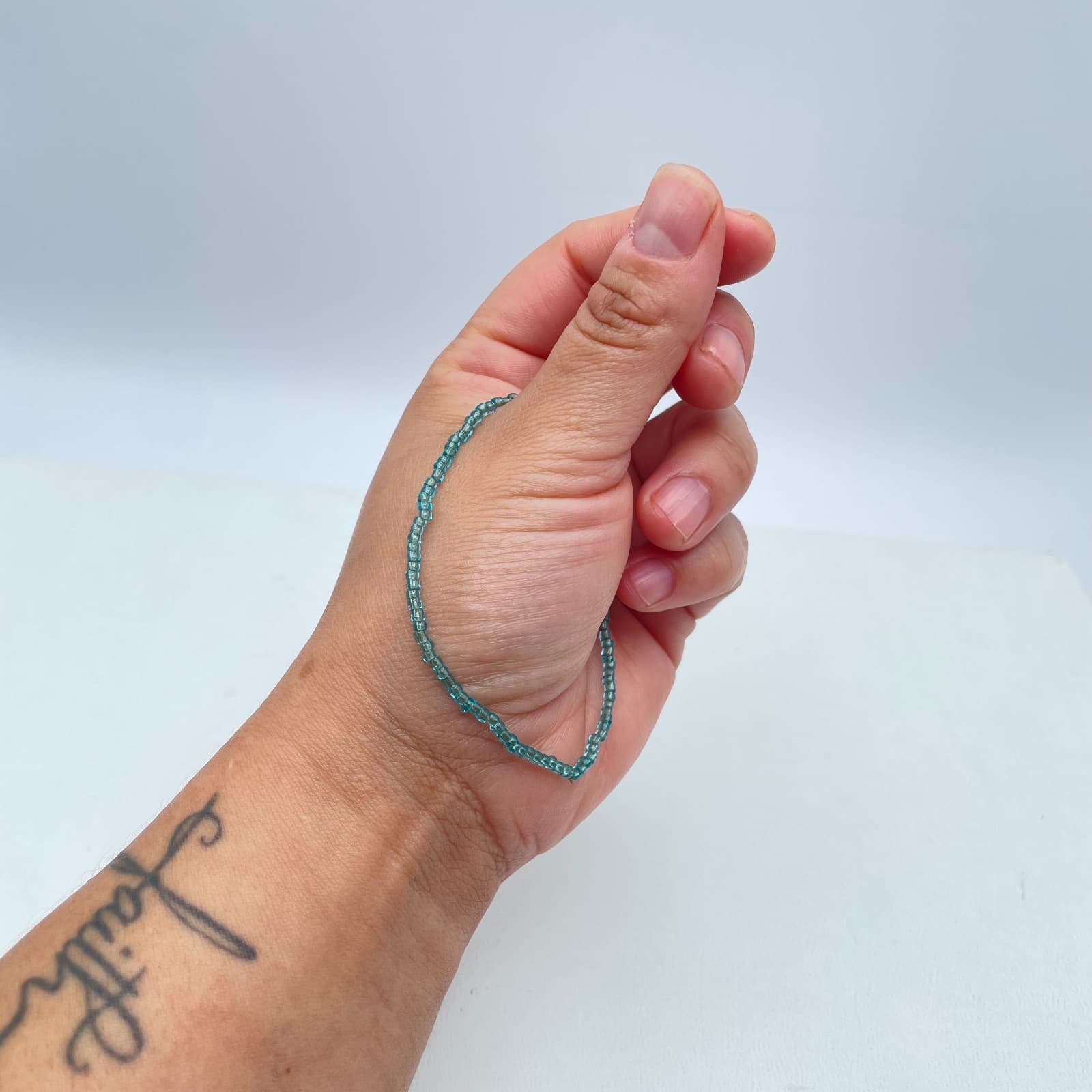 Bohemian Light Blue Fashion Classic Seed Glass Beads Cord Stretch Slide Bracelet - Thumbnail 6