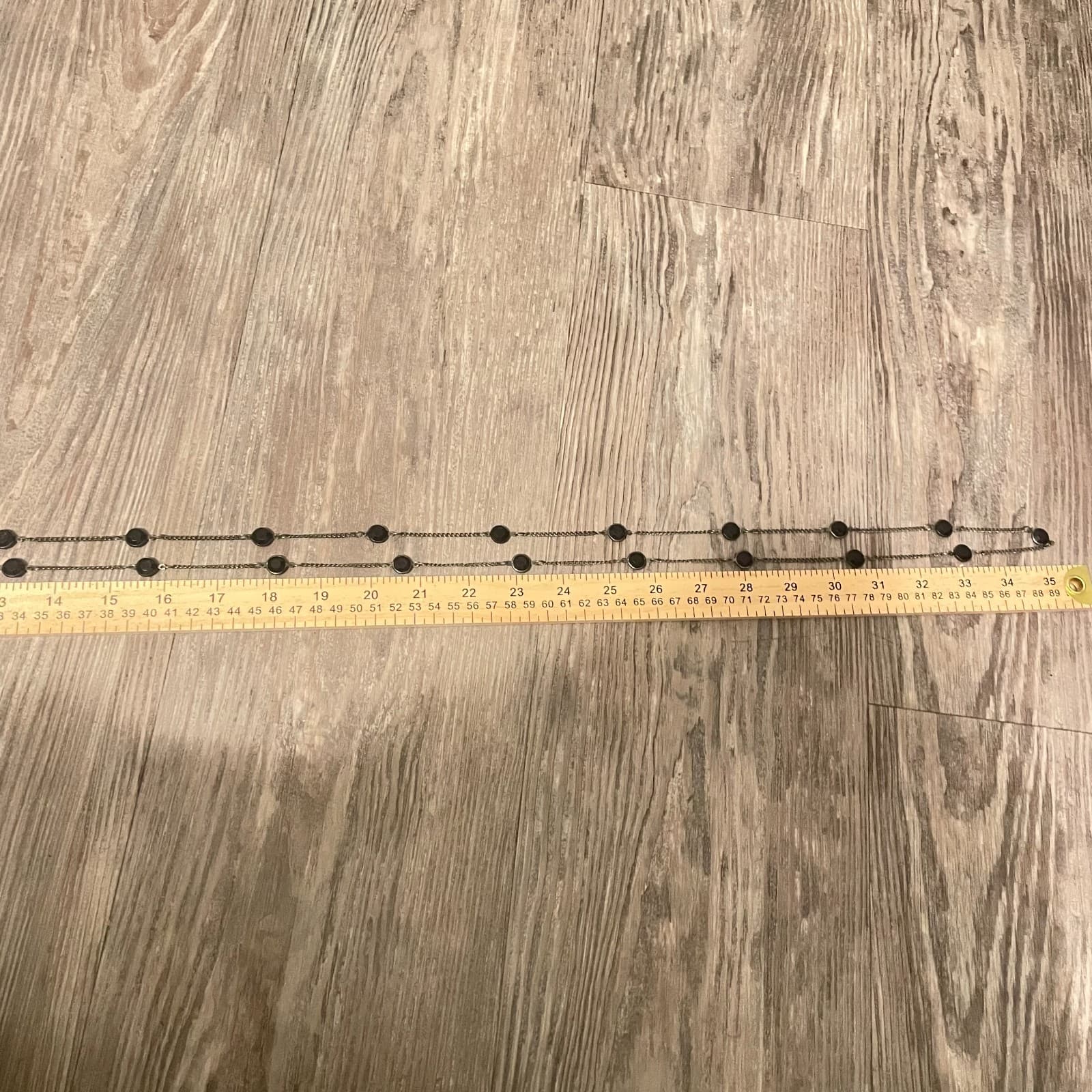 Classic Silver-Tone Black Bezel Faceted Glass Beads Triple Strand Chain Necklace - Thumbnail 7