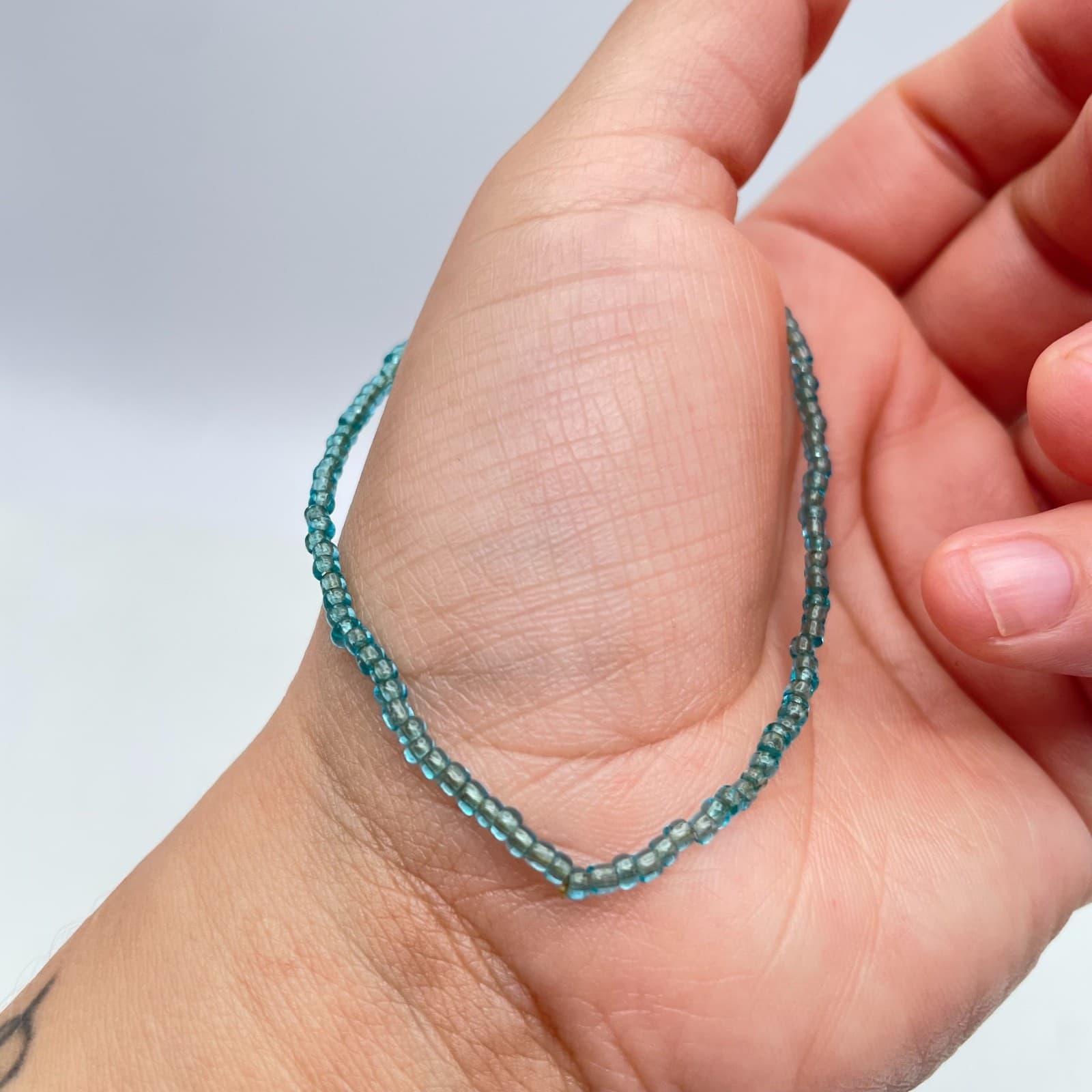 Bohemian Light Blue Fashion Classic Seed Glass Beads Cord Stretch Slide Bracelet - Thumbnail 7