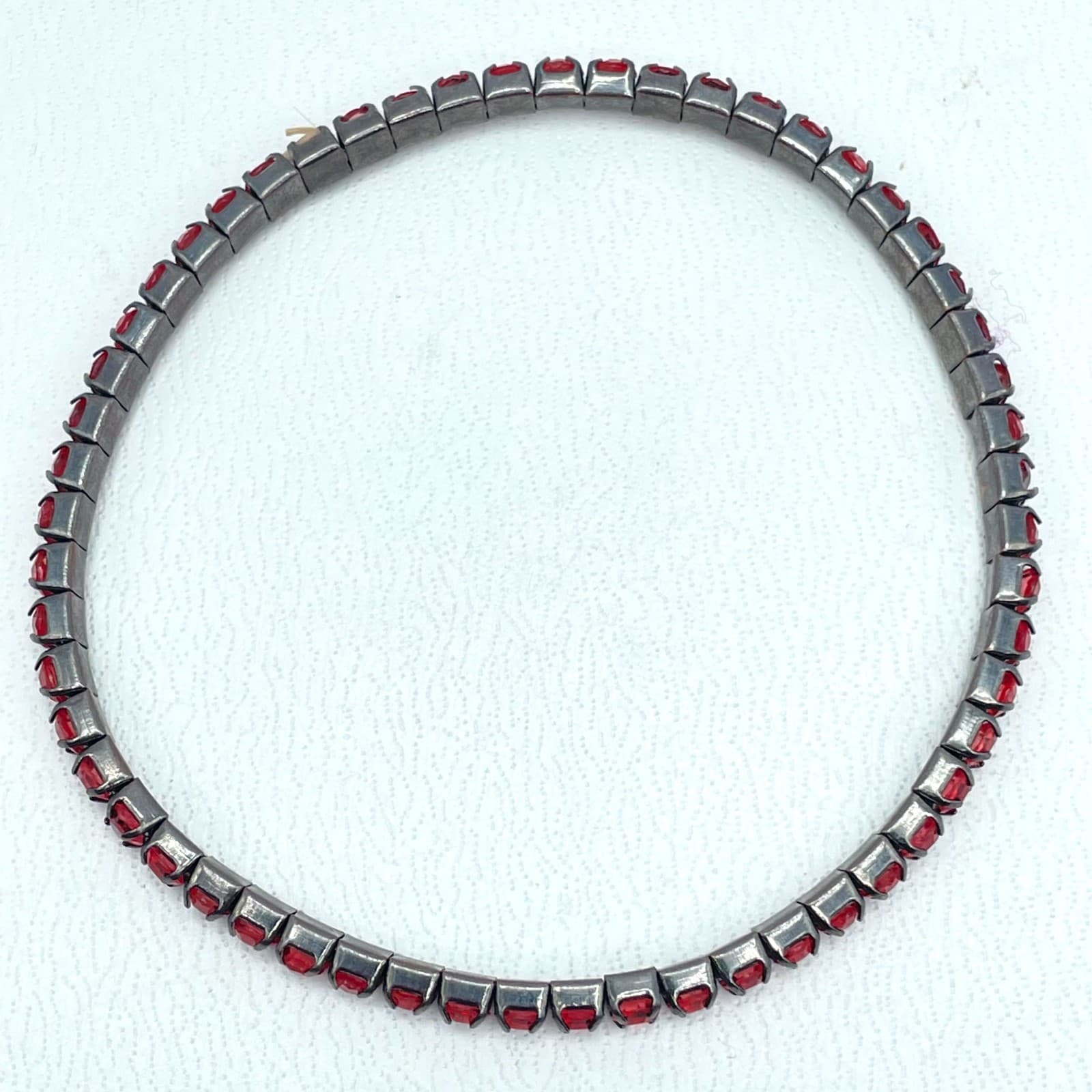 Vintage Gunmetal-Tone Prog-Set Rhinestone Embellished Tennis Stretch Bracelet - Thumbnail 3