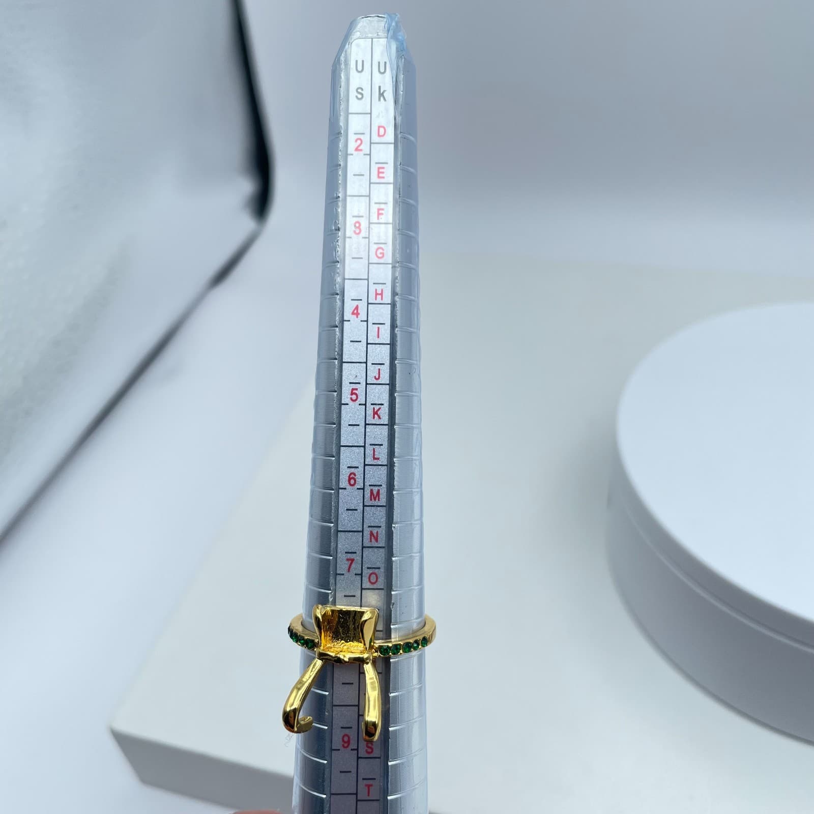 First Thor Gold-Tone Green Faceted Flush Glass Beads Loki Helmet-Inspired Ring - Thumbnail 7