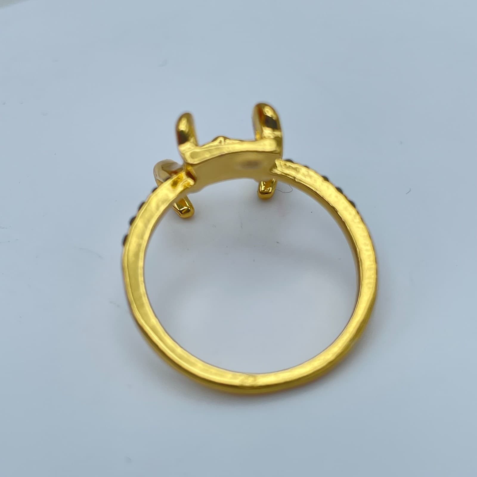 First Thor Gold-Tone Green Faceted Flush Glass Beads Loki Helmet-Inspired Ring - Thumbnail 4