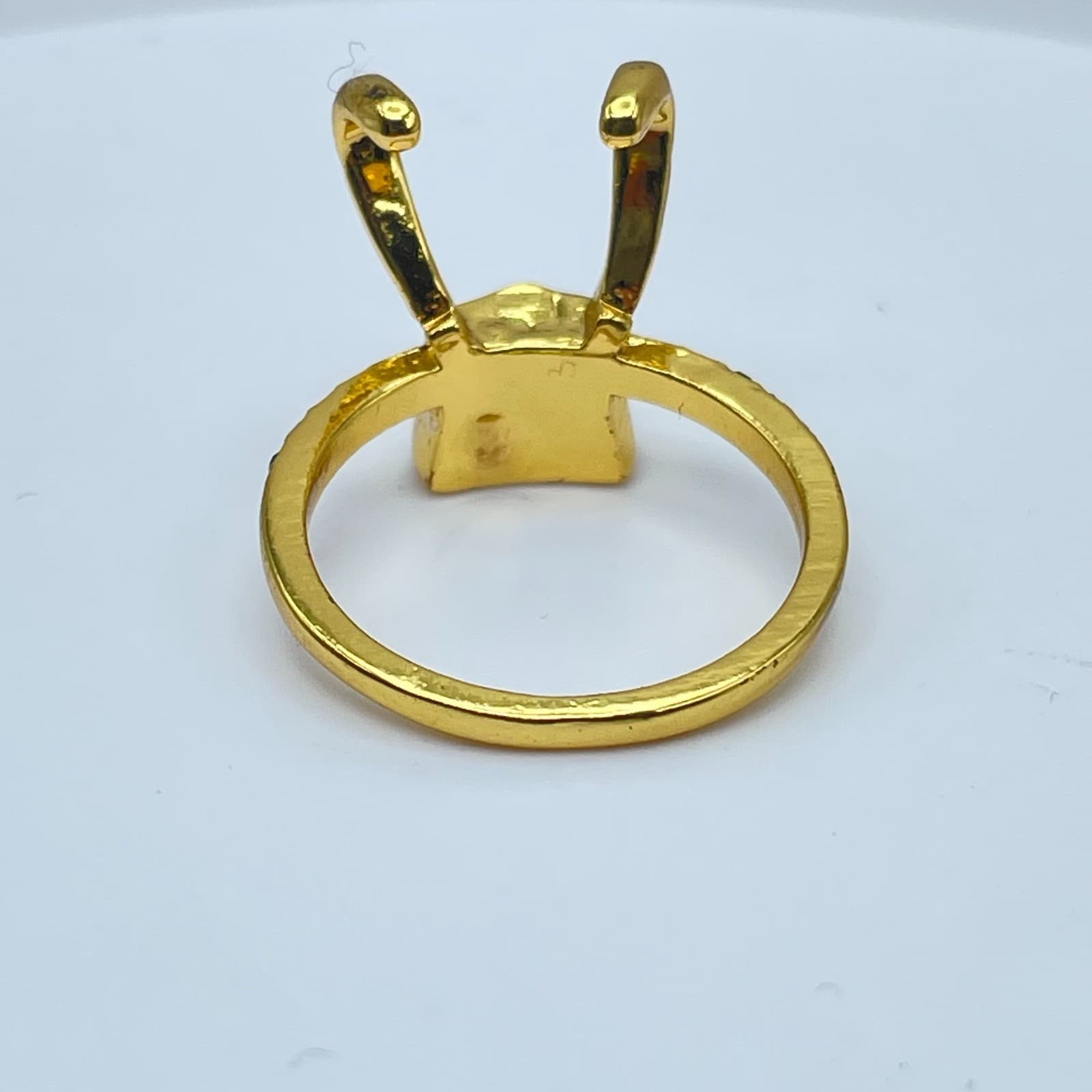 First Thor Gold-Tone Green Faceted Flush Glass Beads Loki Helmet-Inspired Ring - Thumbnail 6