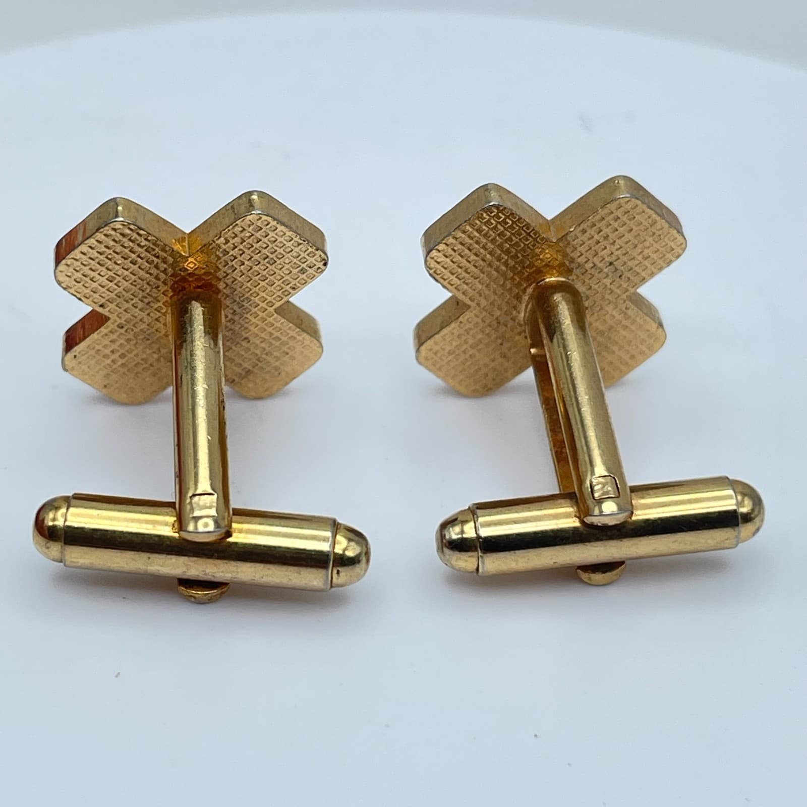Vintage Quiksilver Gold-Tone Classic Cross Sign Bullet-Back Fastening Cufflinks - Thumbnail 7