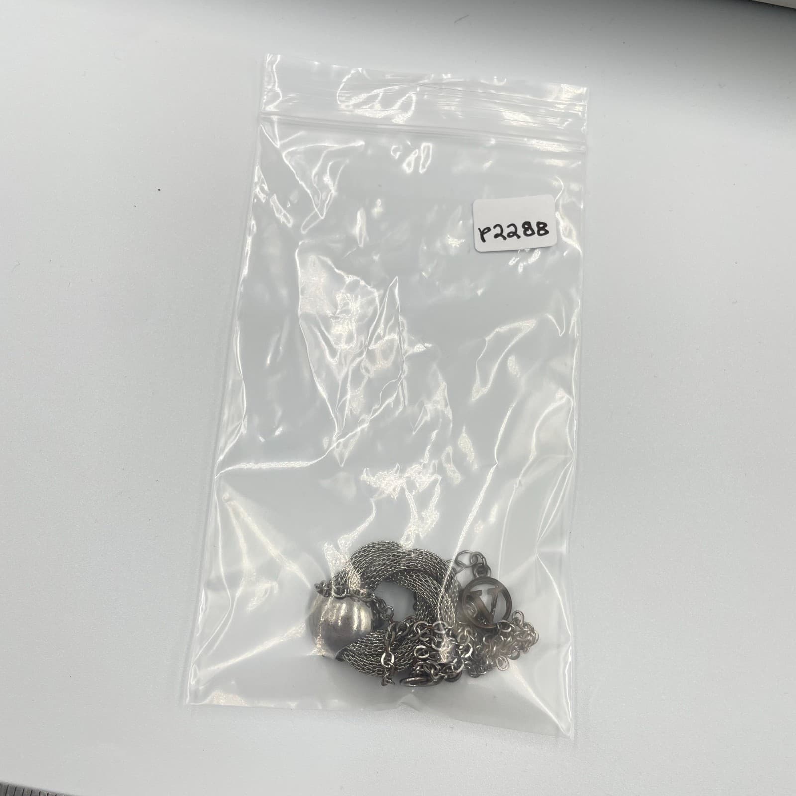 Vintage Silver Tone Mesh Love Knot Pendant Necklace Mixed Metal Woven Link 20" - Thumbnail 8