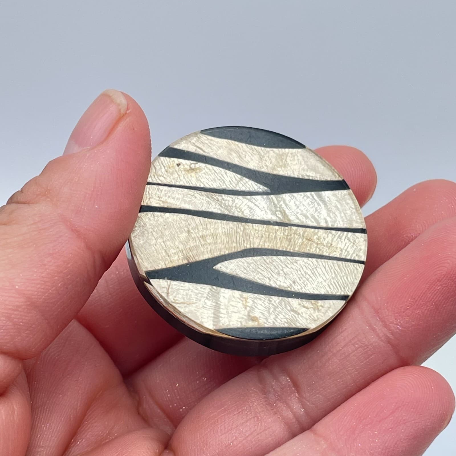 Vintage Silver-Tone Adjustable Glassmour Zebra Palateau Art Deco Cocktail Ring - Thumbnail 7