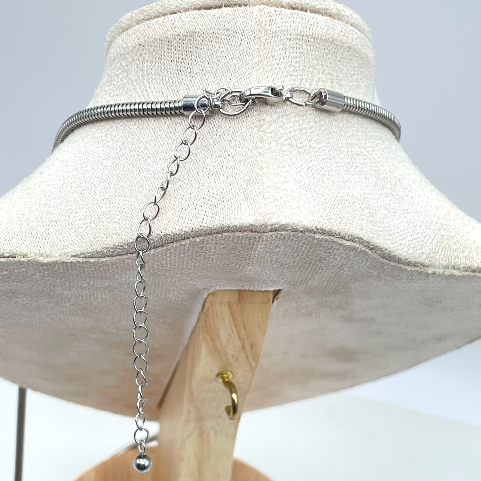 Vintage Silver-Tone Beaded Chain Metal Fringe Round Druzy Pendant Necklace - Thumbnail 6