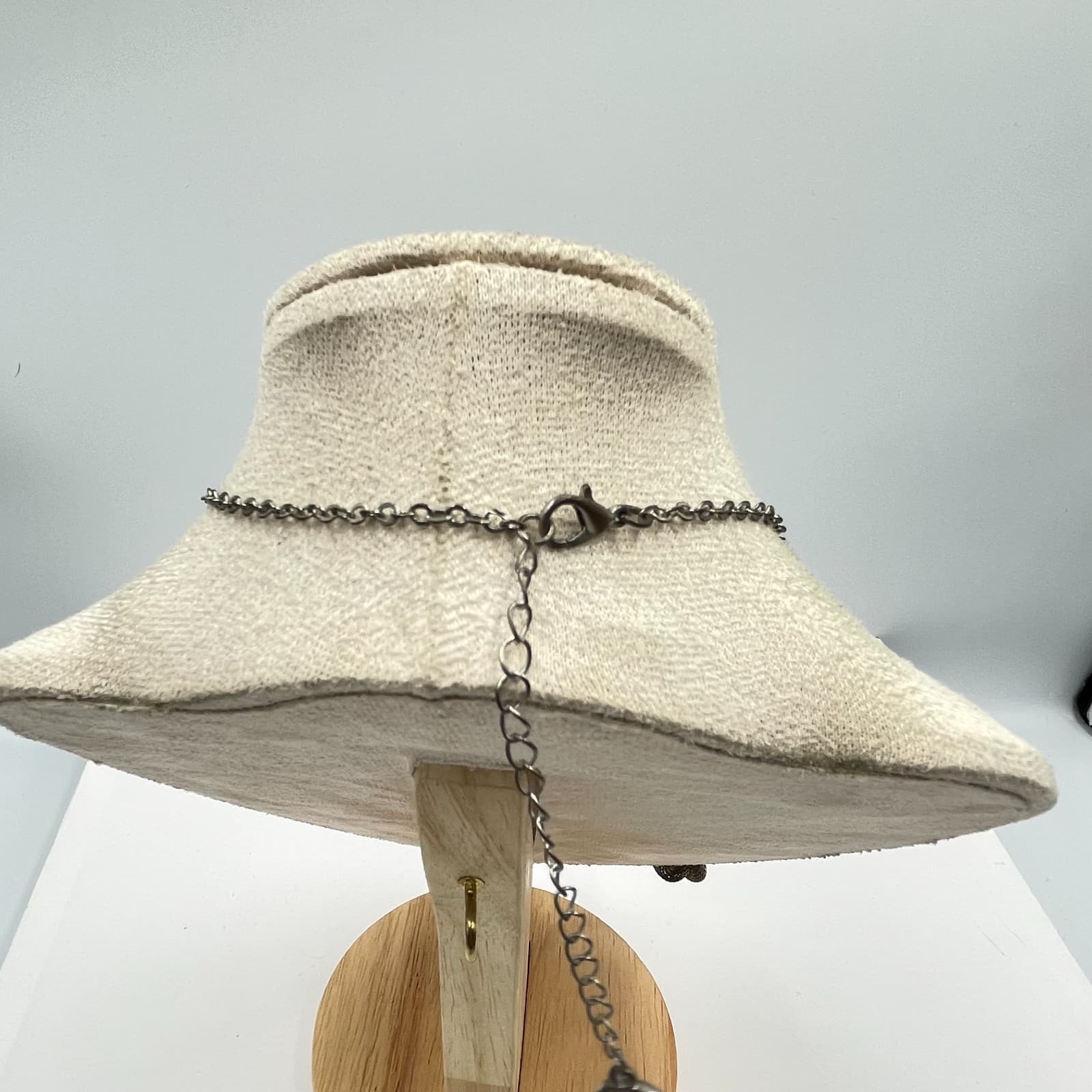 Vintage Silver Tone Mesh Love Knot Pendant Necklace Mixed Metal Woven Link 20" - Thumbnail 6