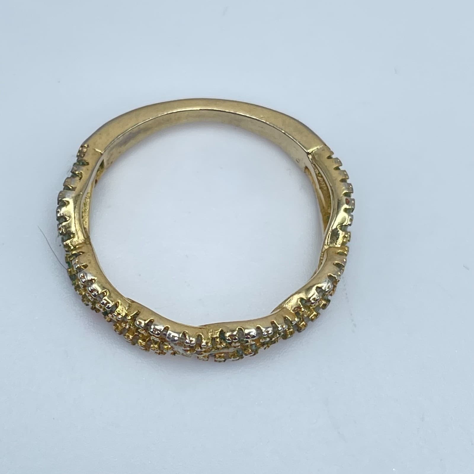 Classic Gold-Tone Clear Rhinestone Twist Entwined Infinity Band Wedding Ring - Thumbnail 3