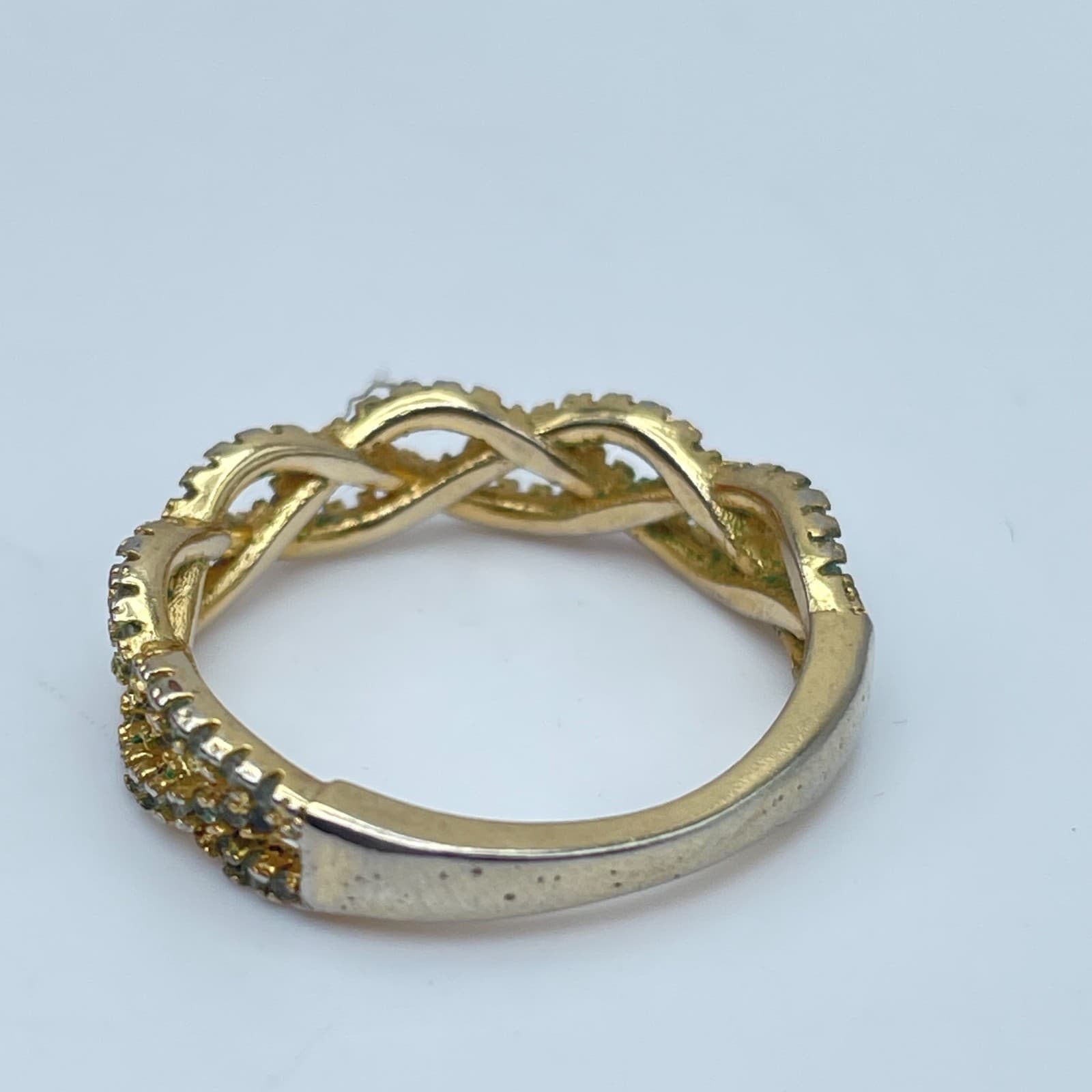 Classic Gold-Tone Clear Rhinestone Twist Entwined Infinity Band Wedding Ring - Thumbnail 5