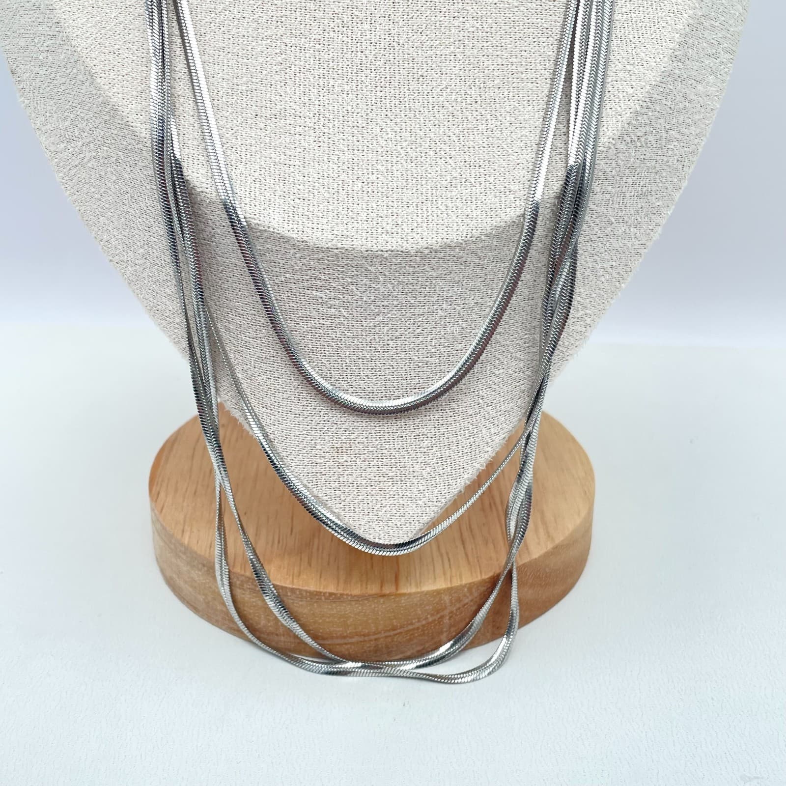 Classic Silver-Tone Multi-Strand Snake Chain Layered Magnetic Ball Necklace - Thumbnail 3