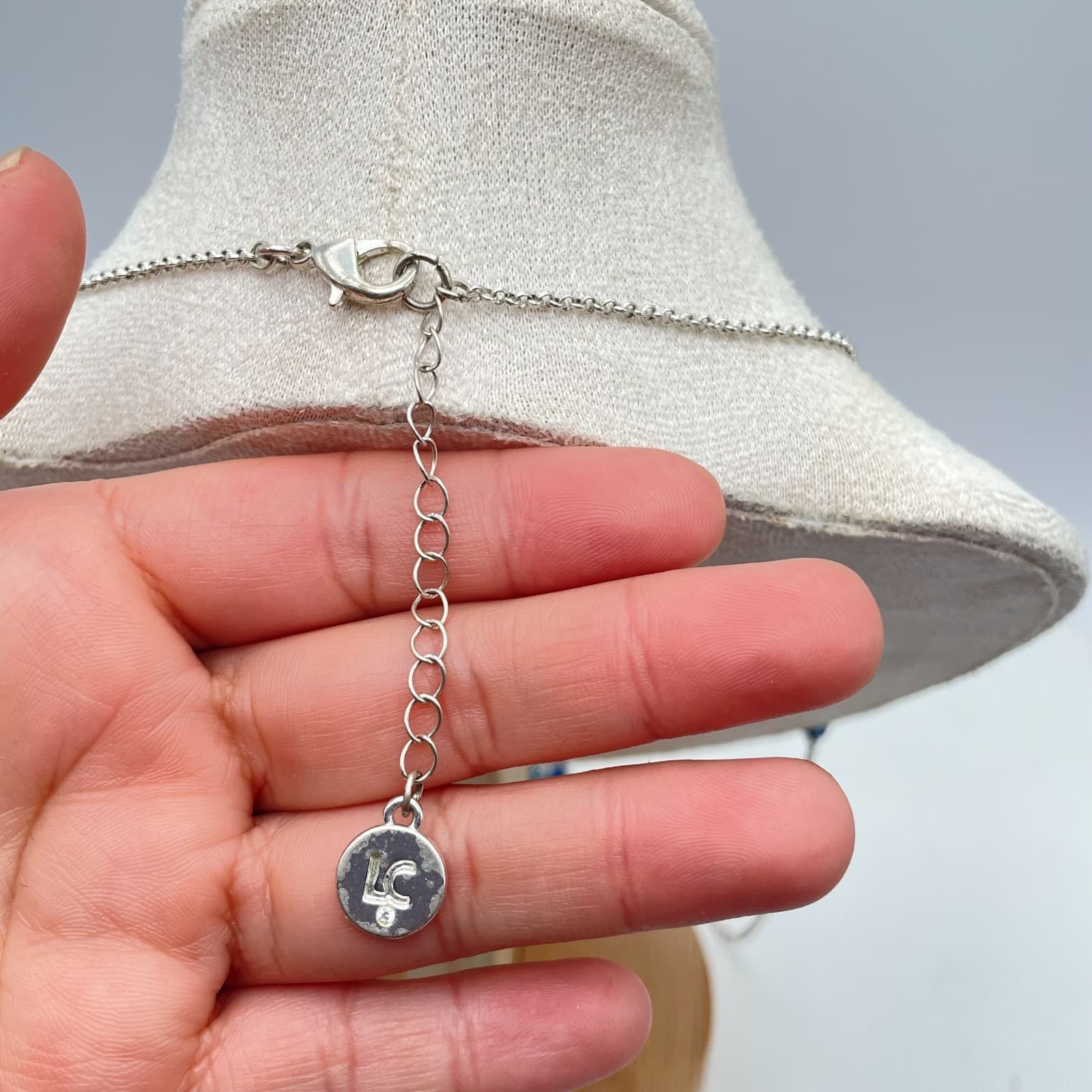 Liz Claiborne Silver-Tone Chain Flush Rhinestone Ball Station Lobster Necklace - Thumbnail 4