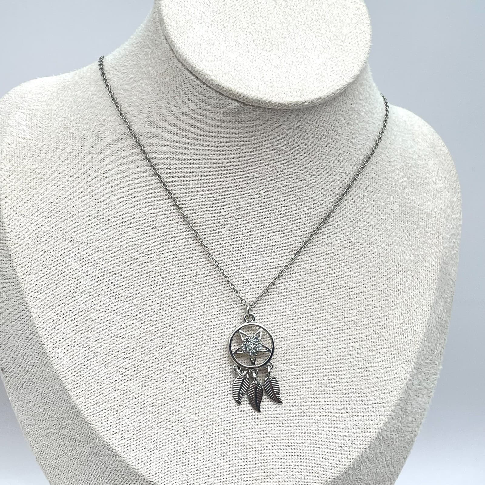 Charming Charlie Silver-Tone Star Feather Charms Dream Catcher Pendant Necklace - Thumbnail 4