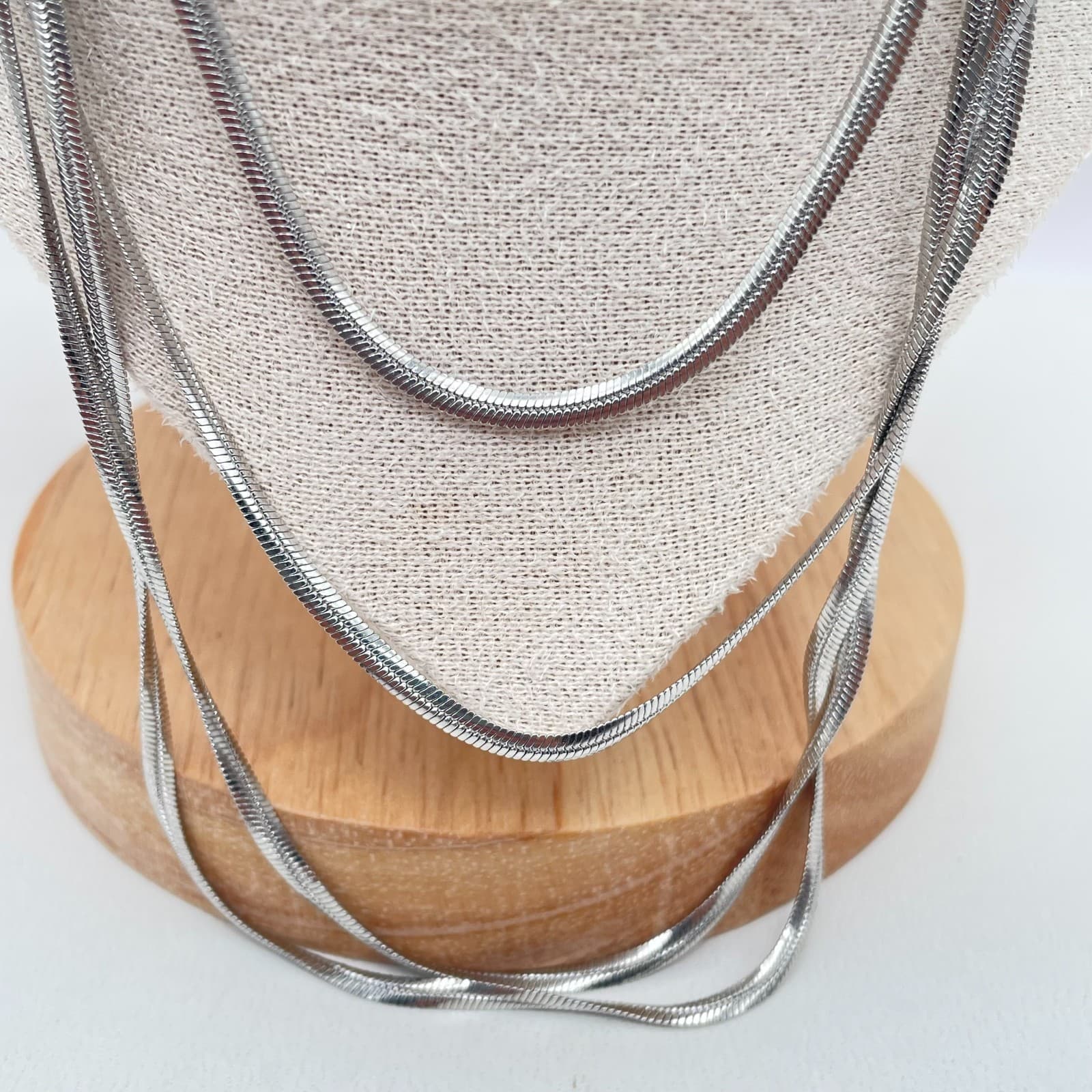 Classic Silver-Tone Multi-Strand Snake Chain Layered Magnetic Ball Necklace - Thumbnail 6