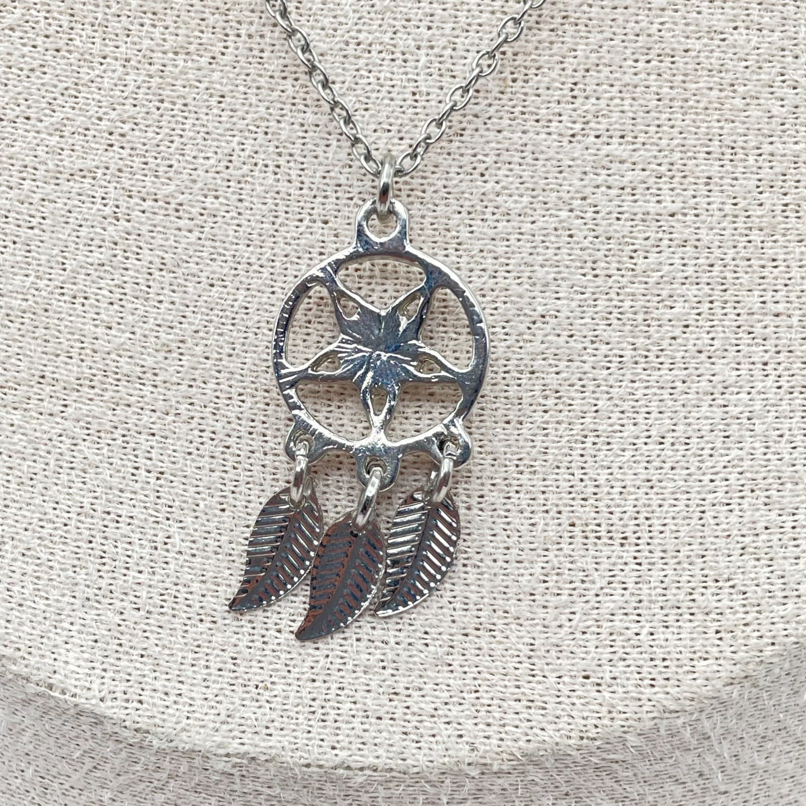 Charming Charlie Silver-Tone Star Feather Charms Dream Catcher Pendant Necklace - Thumbnail 2
