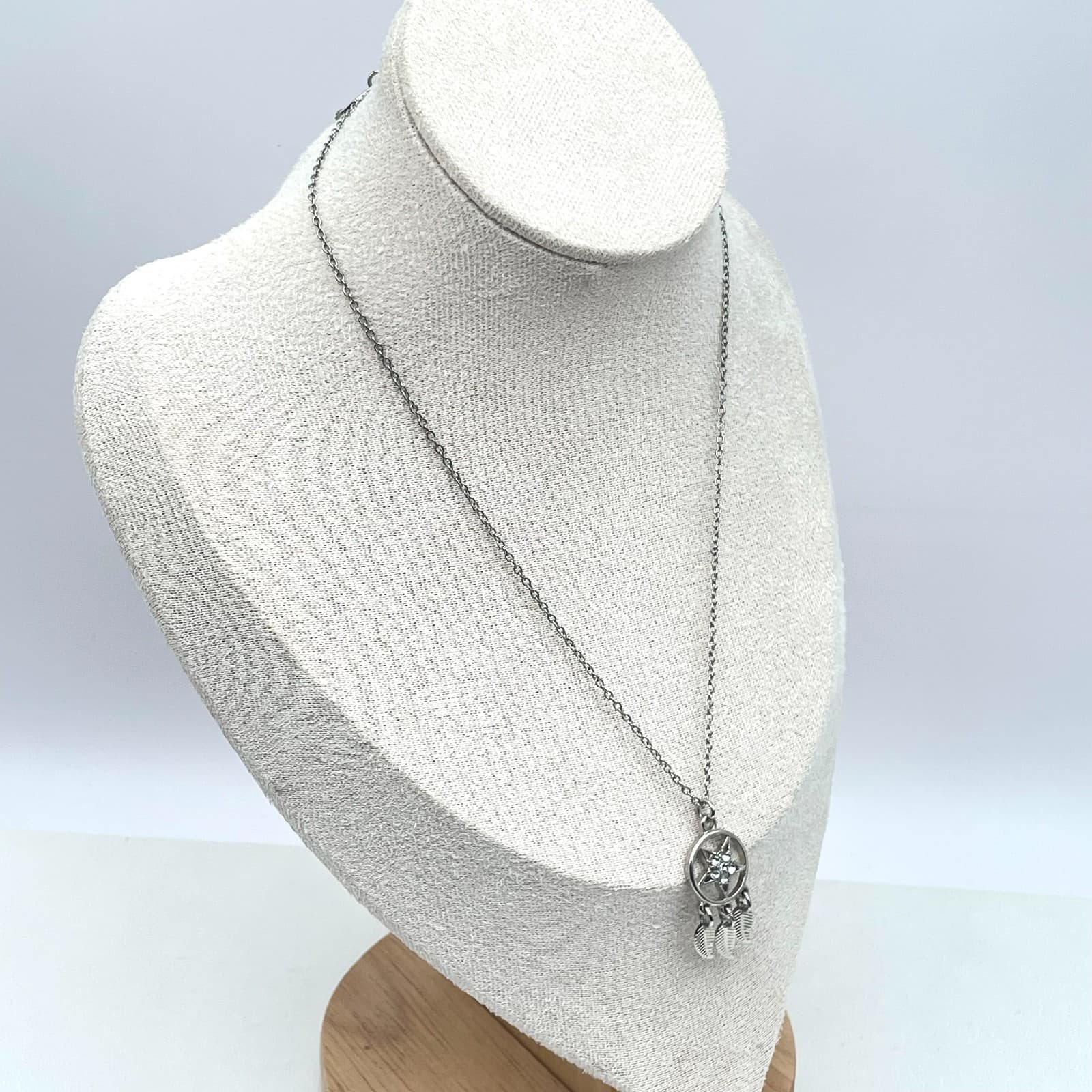 Charming Charlie Silver-Tone Star Feather Charms Dream Catcher Pendant Necklace - Thumbnail 5