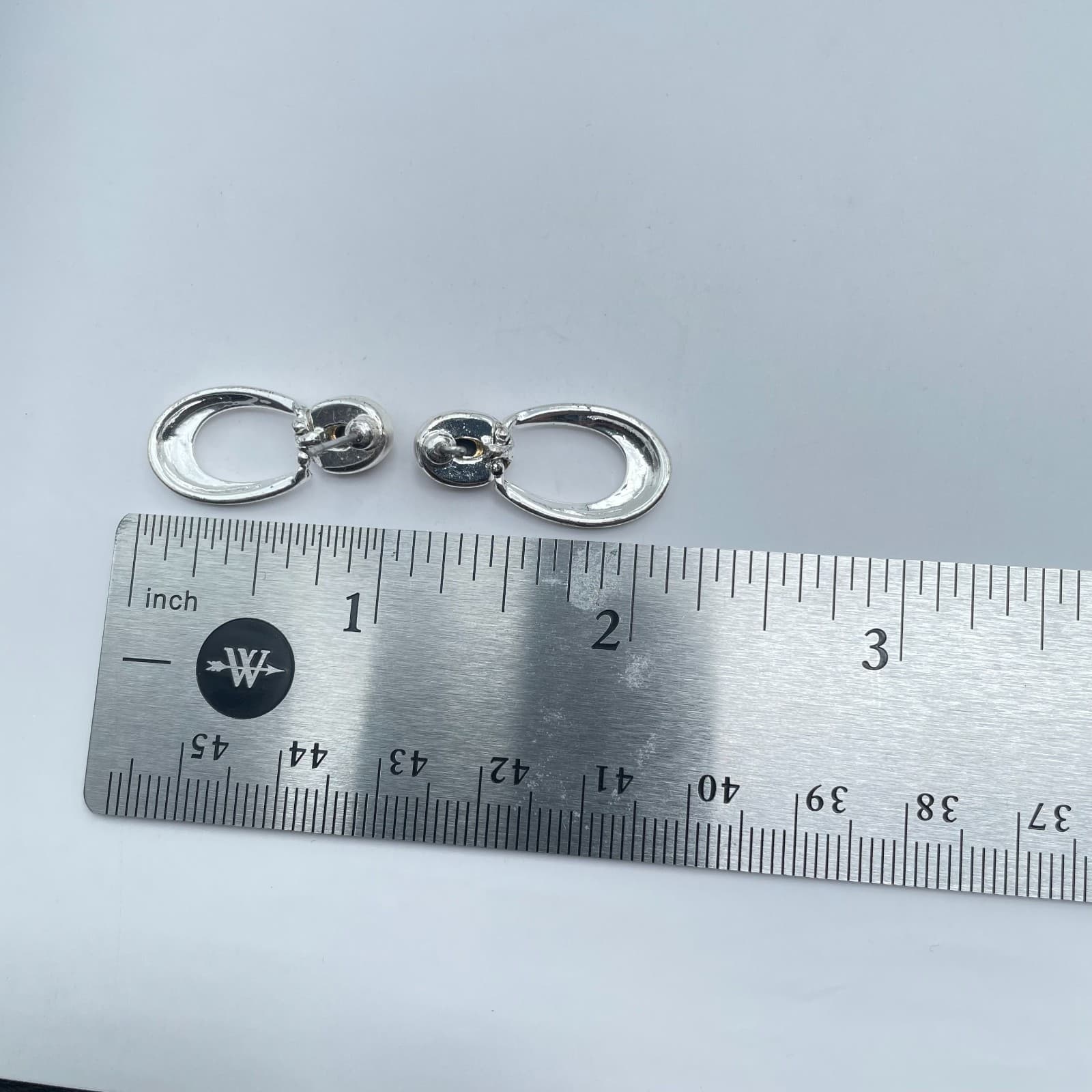 Classic Two-Tone Fashion Black Onyx Center Hoop Drop Dangle Post Back Earrings - Thumbnail 2