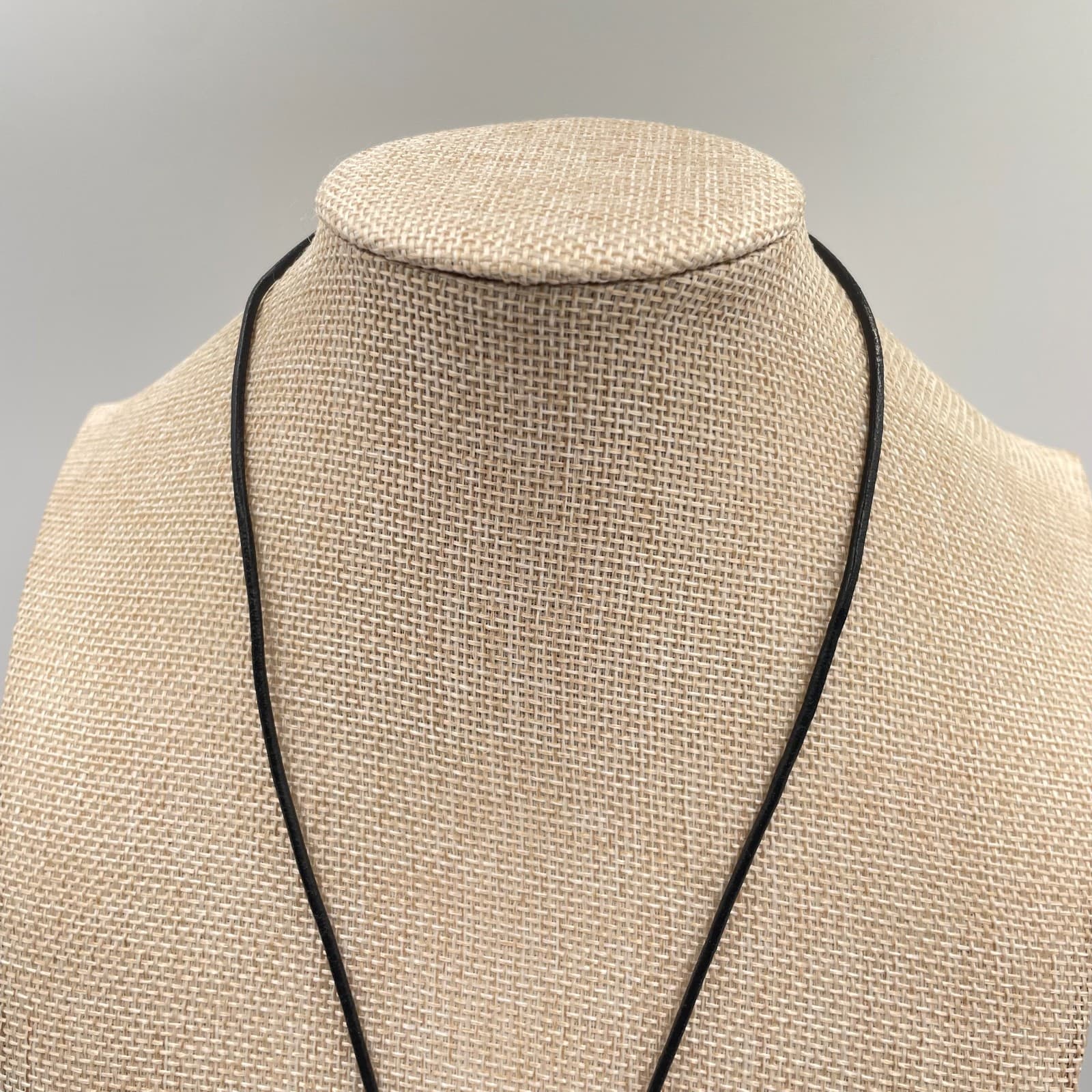 Vintage Dichroic Fused Glass Pendant Necklace Iridescent Blue Green Black Cord - Thumbnail 3