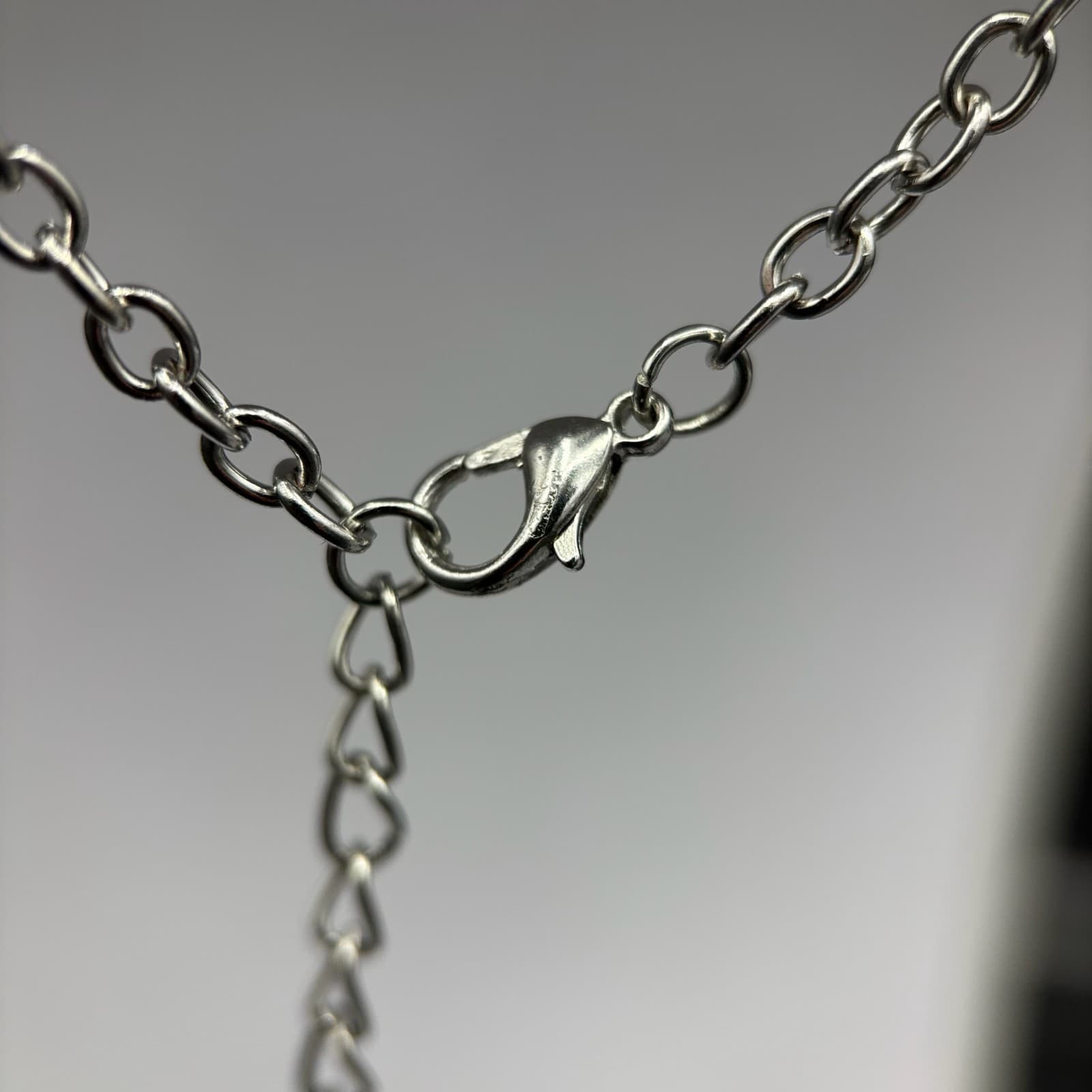 Vintage VTG Stone Fringe Tassel Pendant Necklace Dangle Earrings Set Silver Tone - Thumbnail 6