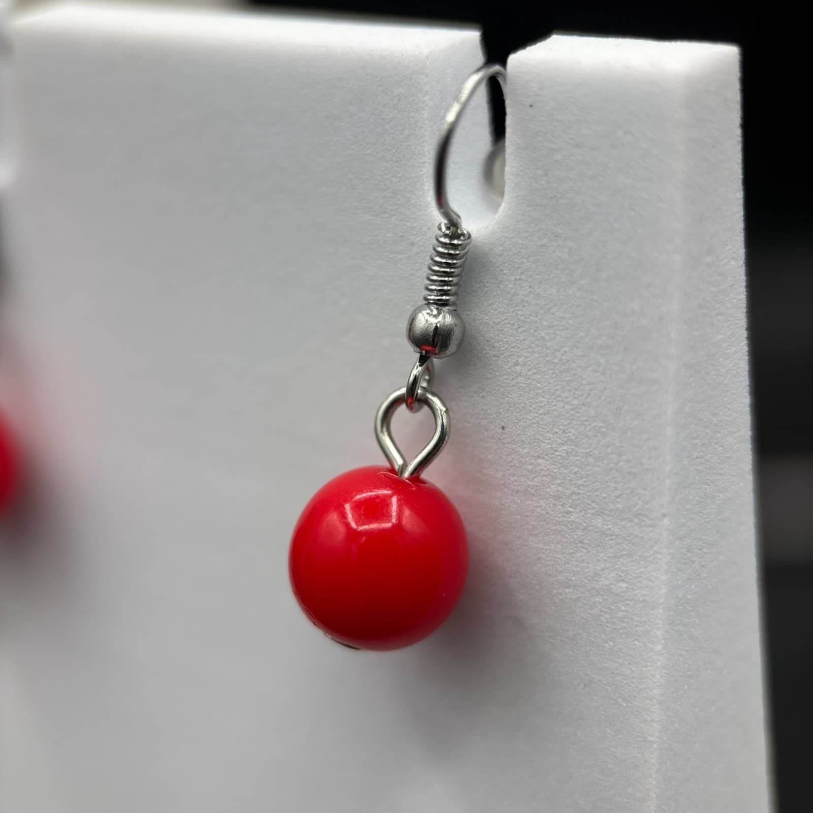 Vintage VTG Stone Fringe Tassel Pendant Necklace Dangle Earrings Set Silver Tone - Thumbnail 5