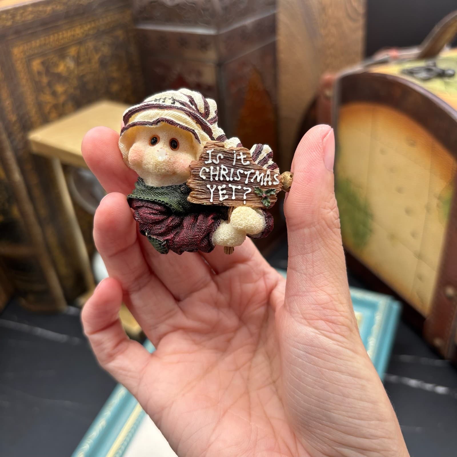 Vintage VTG Boyds Collection Flakeware Christmas Pin Brooch "Is It Christmas - Thumbnail 3