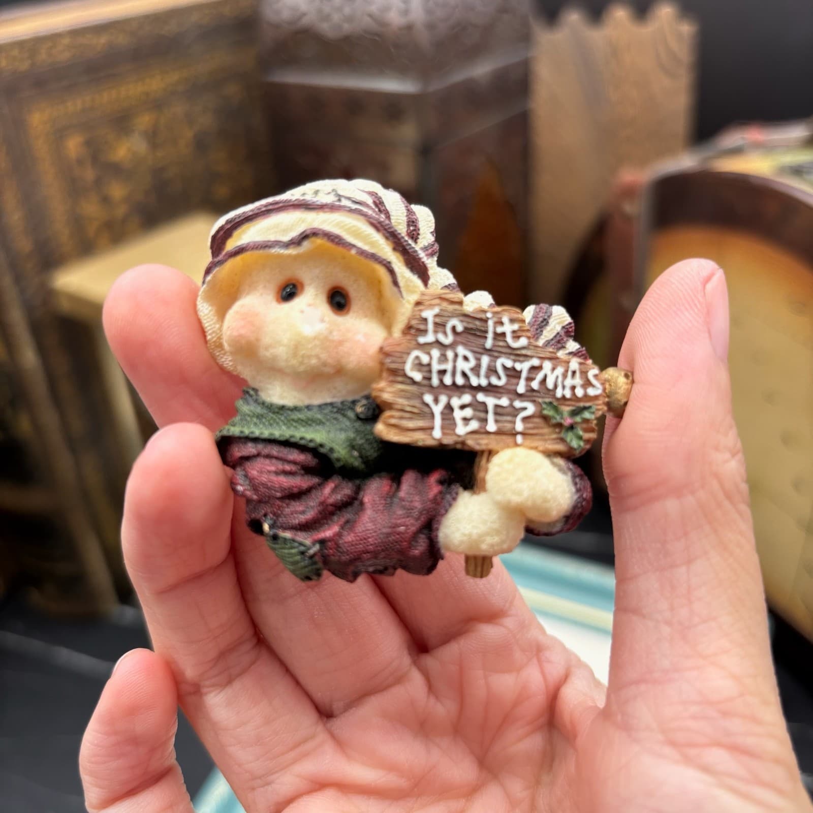 Vintage VTG Boyds Collection Flakeware Christmas Pin Brooch "Is It Christmas - Thumbnail 2