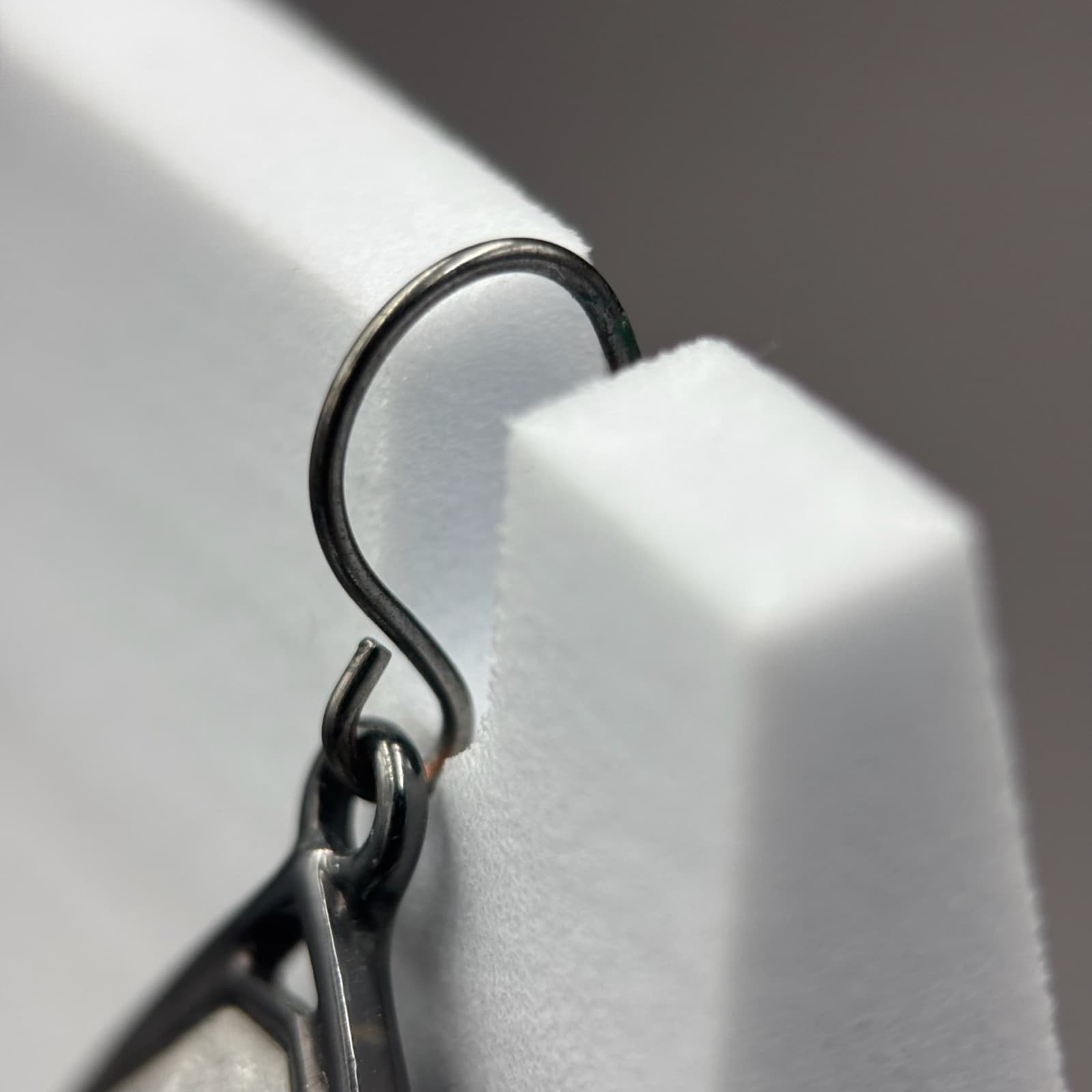 Gunmetal Teardrop Earrings Crystal Mixed-Cut Glam Statement - Thumbnail 5