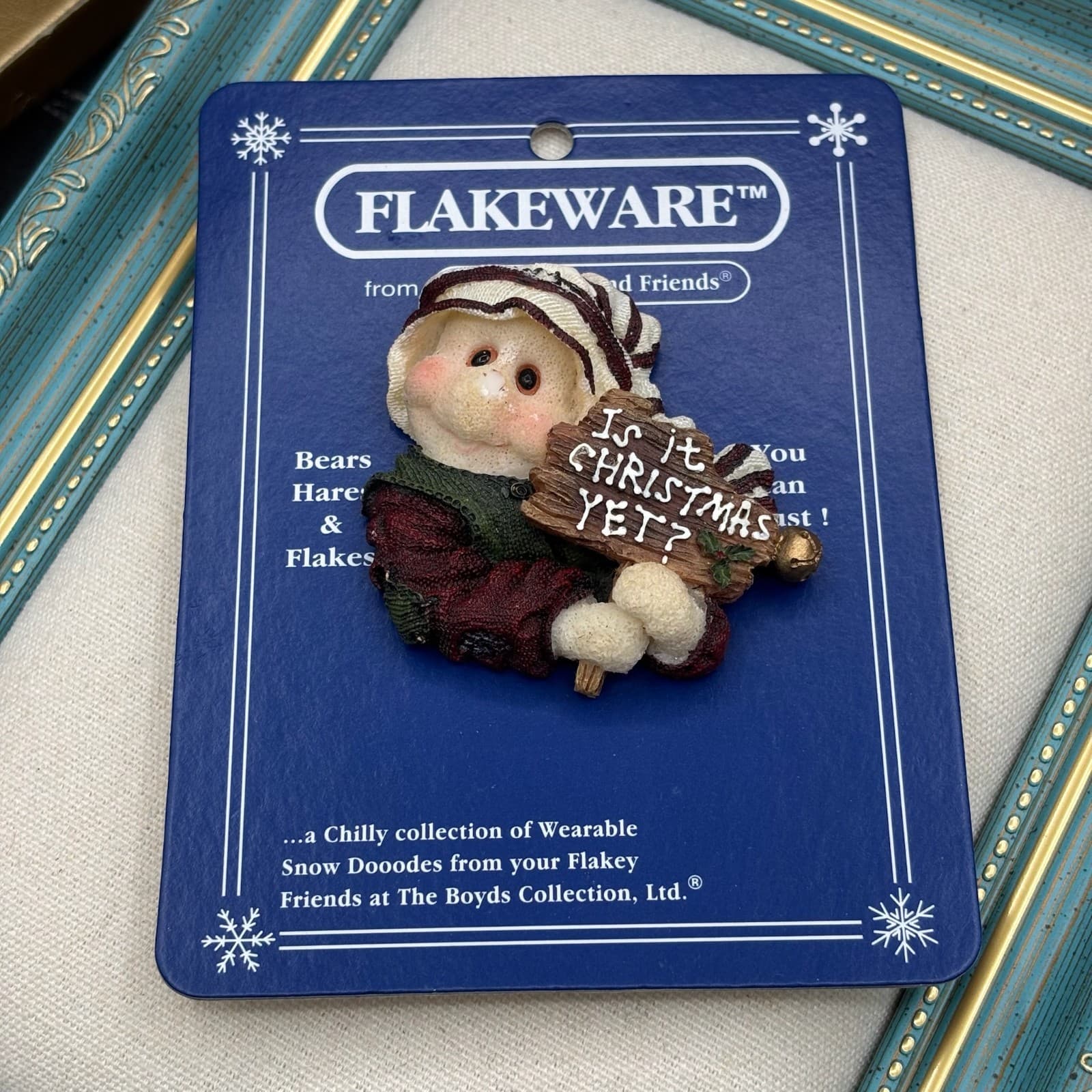 Vintage VTG Boyds Collection Flakeware Christmas Pin Brooch "Is It Christmas - Thumbnail 4
